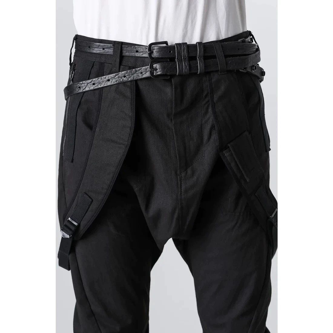 Julius Julius 7 Runway Black Double Strap Leather Belt OS Size ONE SIZE - 8 Thumbnail