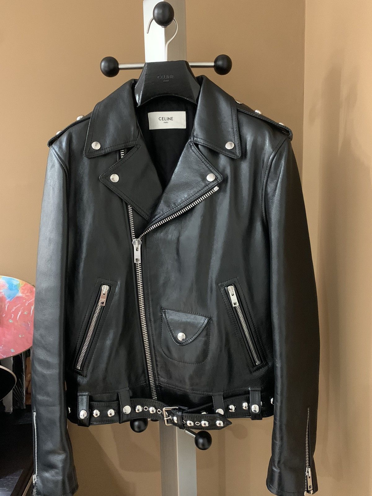 Celine Celine 2023FW Studded Calfskin biker jacket Size US S / EU 44-46 / 1 - 1 Thumbnail