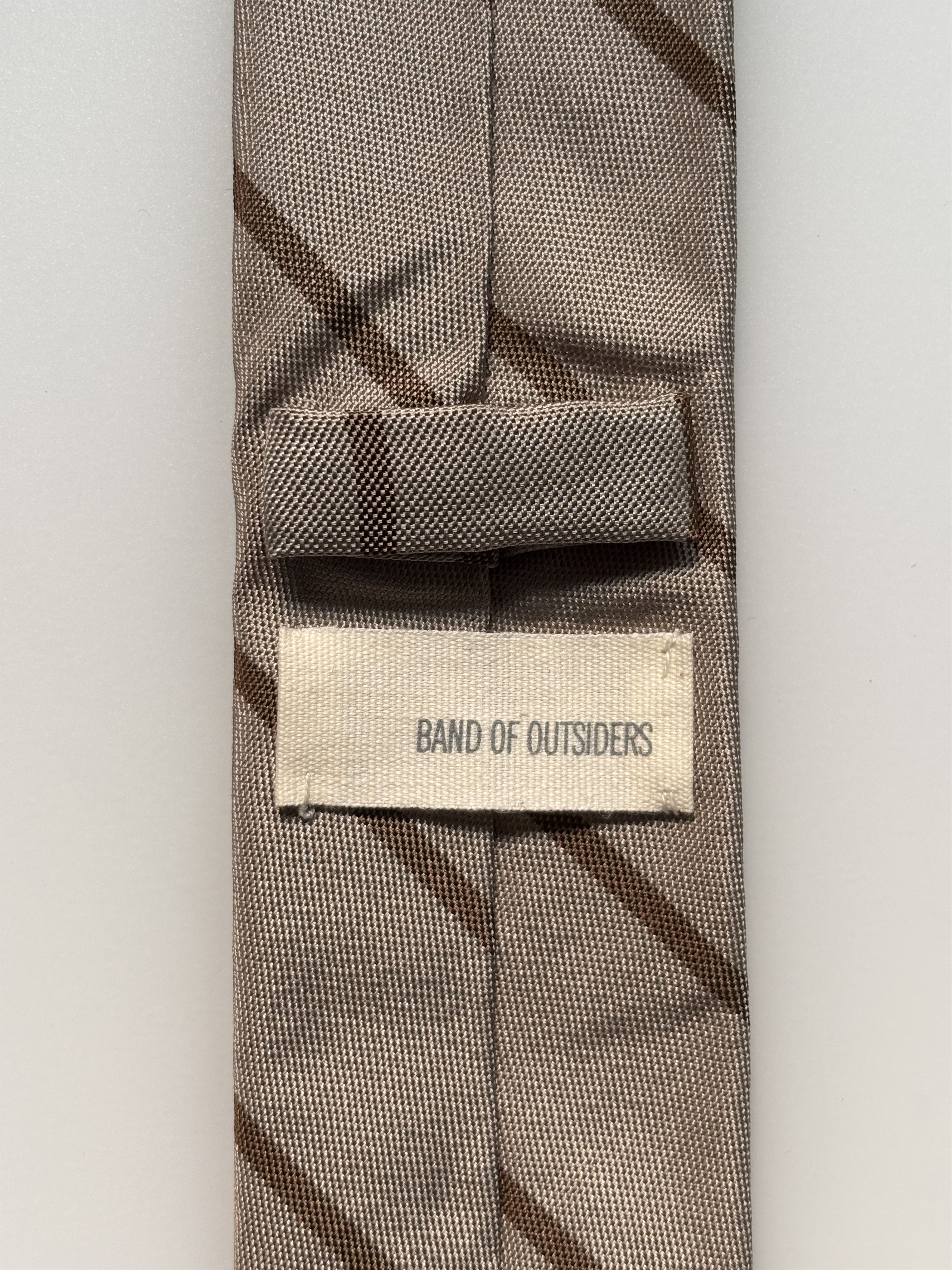 Band Of Outsiders Classic Repp Stripe Necktie in Taupe Size ONE SIZE - 2 Thumbnail