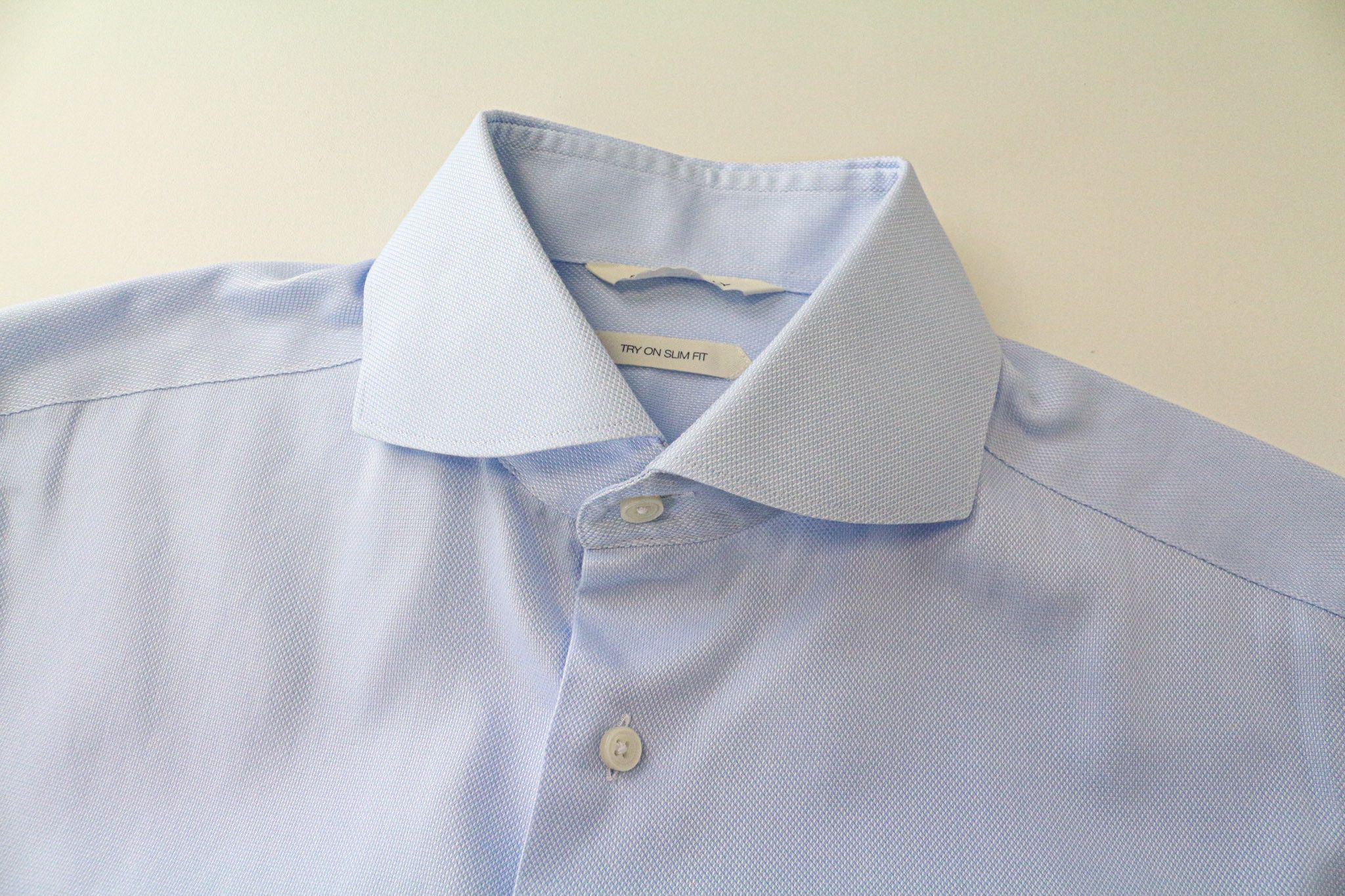 Suitsupply 37/14 1/2 Slim Blue Cotton Cutaway Shirt 79370 Size 38R - 3 Thumbnail
