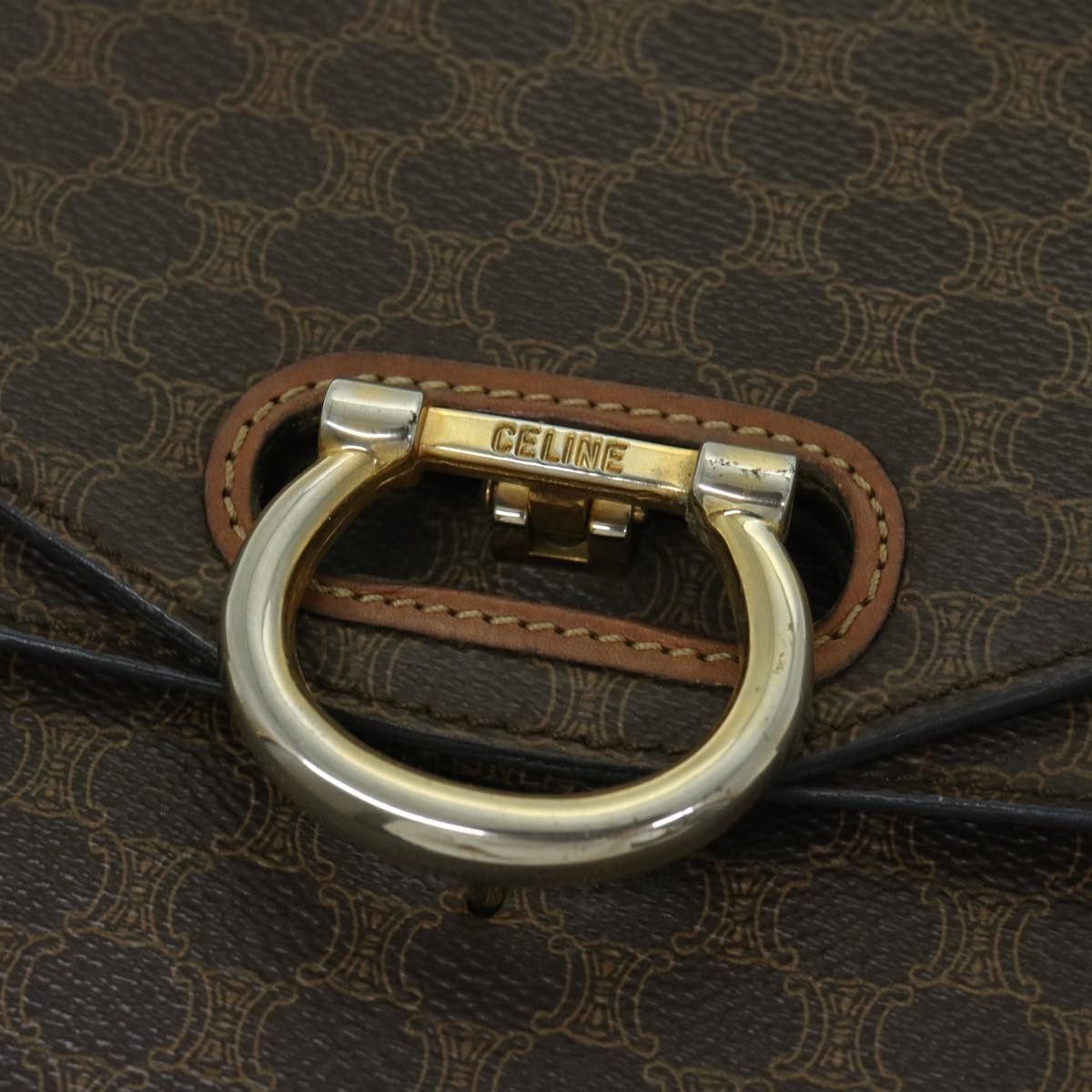 Celine CELINE Macadam Canvas Hand Bag Pvc Brown Size ONE SIZE - 15 Thumbnail