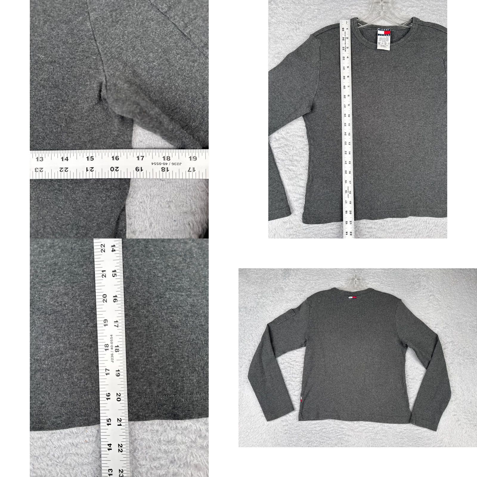 Tommy Hilfiger Tommy Hilfiger Gray Long Sleeve Crew Shirt Women Large 100% Cotton Outdoor Slim Fit Size L / US 10 / IT 46 - 8 Thumbnail