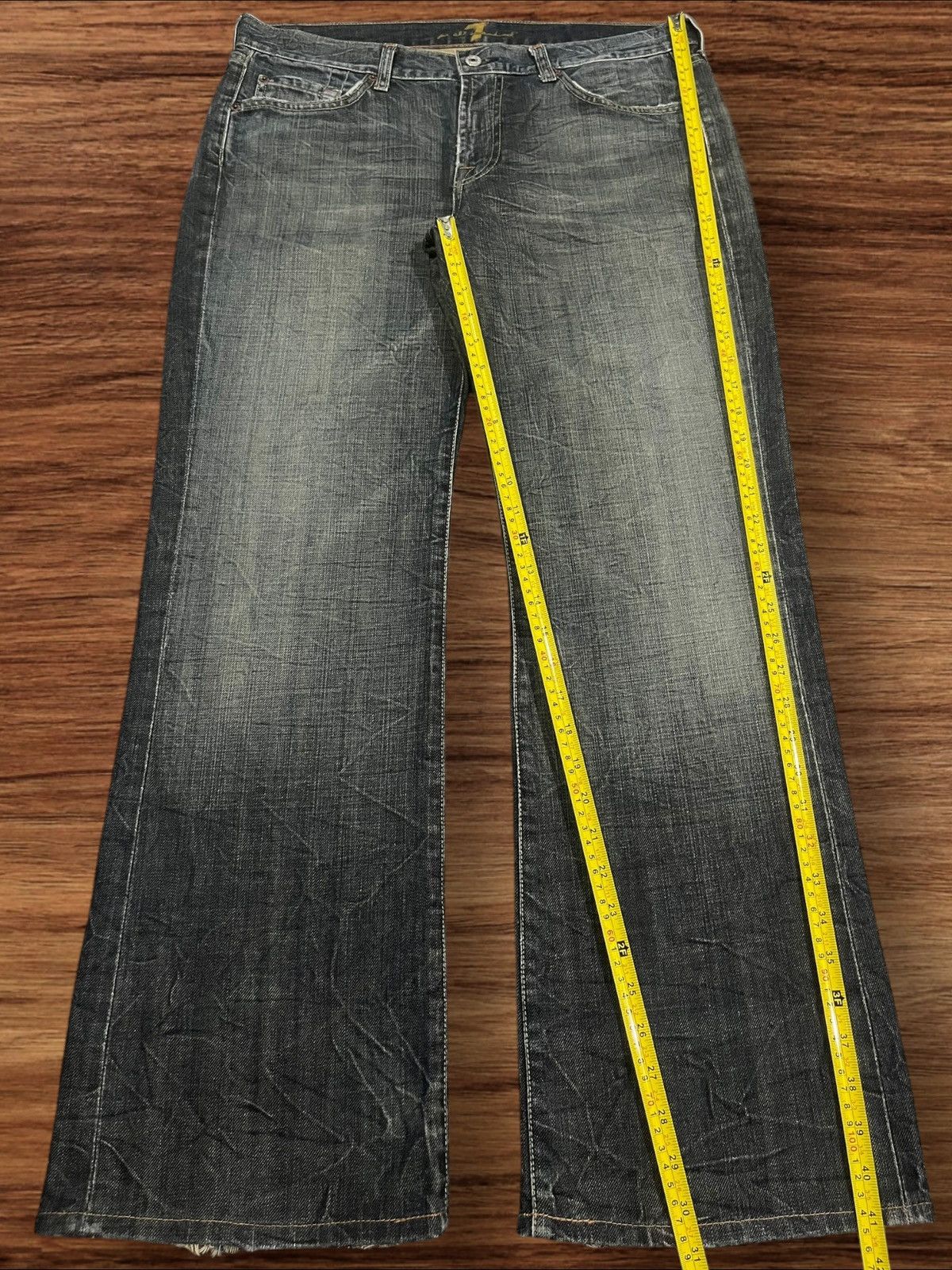 7 For All Mankind ⚡️Crazy⚡️7 For All Mankind Sand Wash Whiskering Flare Jeans Size US 34 / EU 50 - 15 Thumbnail
