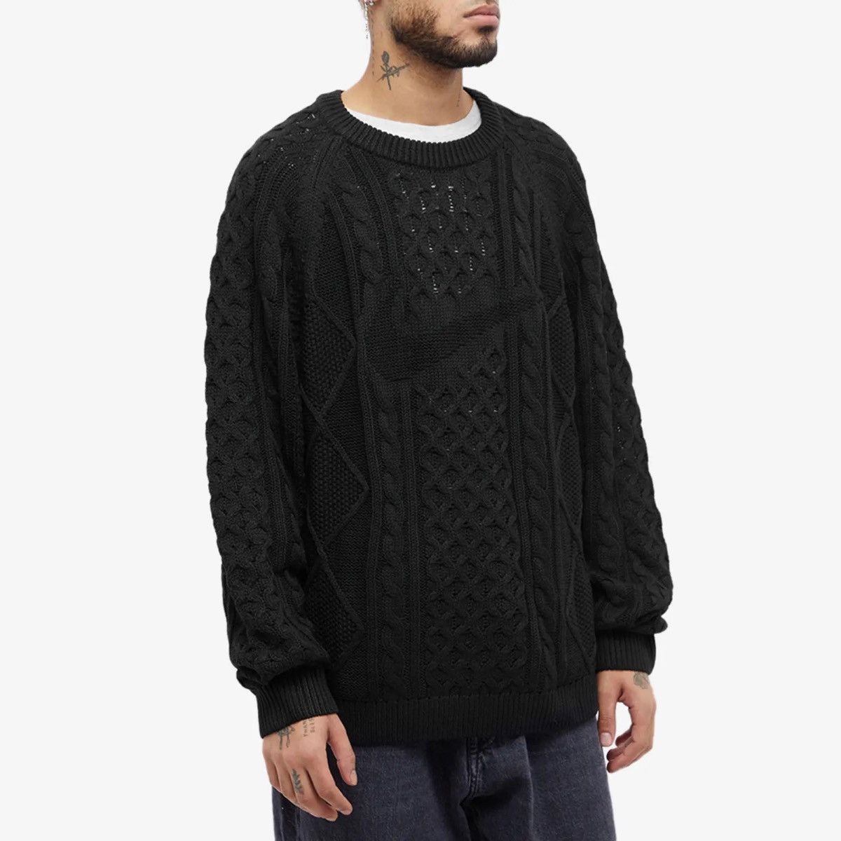 Image of New Nike Lab Life Cable Knit Oversized Sweater in Black, Men's (Size 2XL)