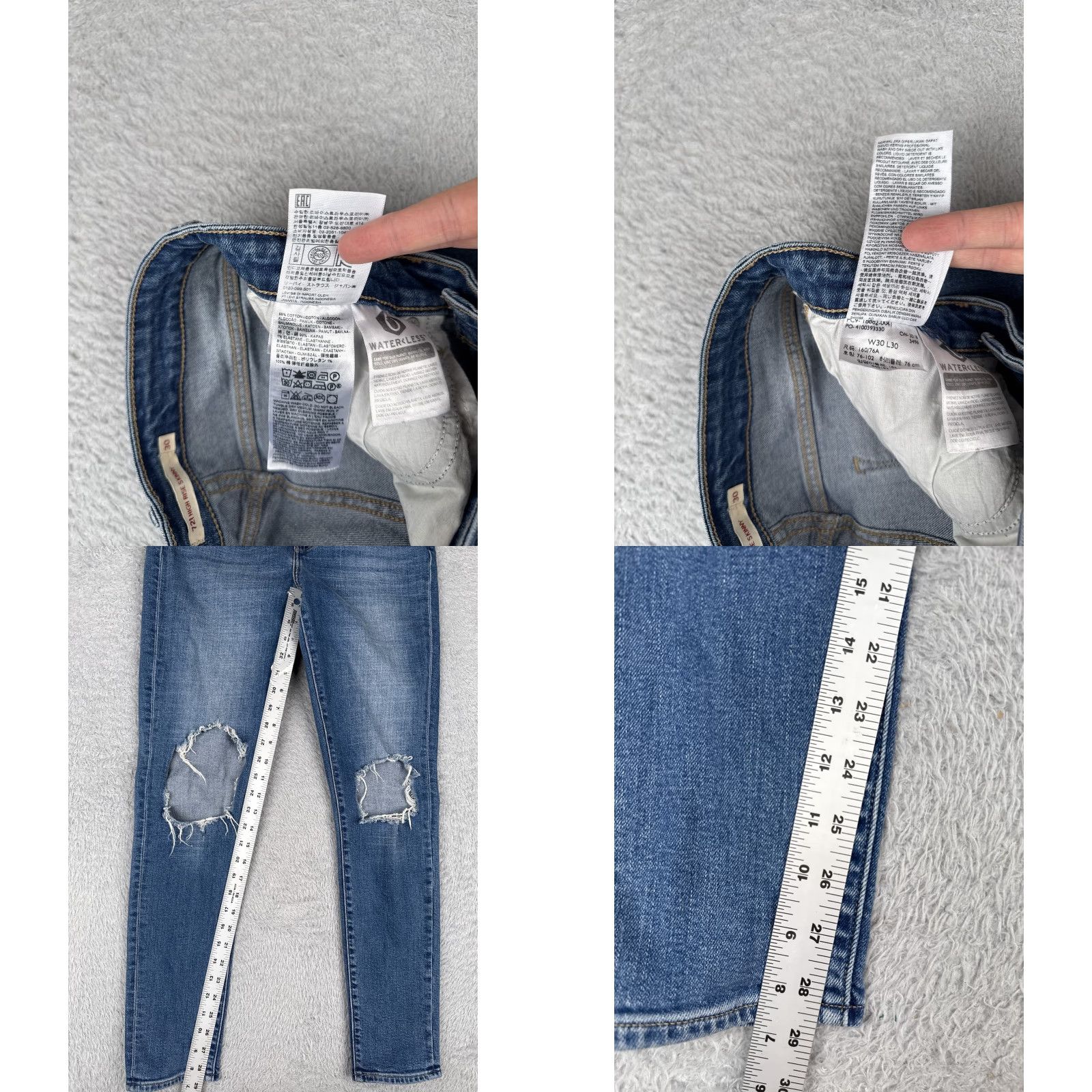 Levi's Levi's 721 High Rise Skinny Jeans Womens 30 Blue Distressed Denim Size 30" / US 8 / IT 44 - 8 Thumbnail