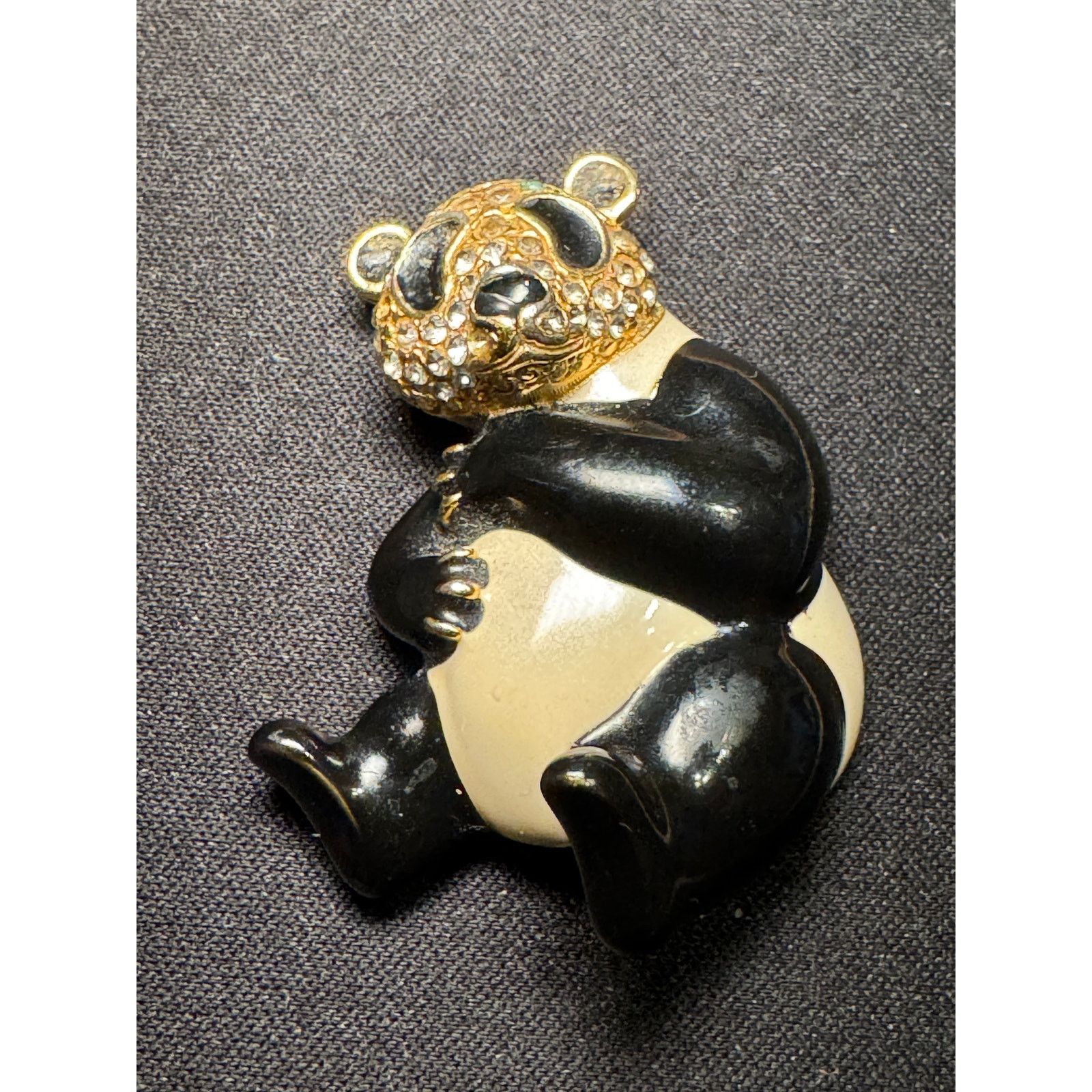 Other Vintage Enamel & Rhinestone Hugging Panda Bear Brooch Size ONE SIZE - 1 Thumbnail