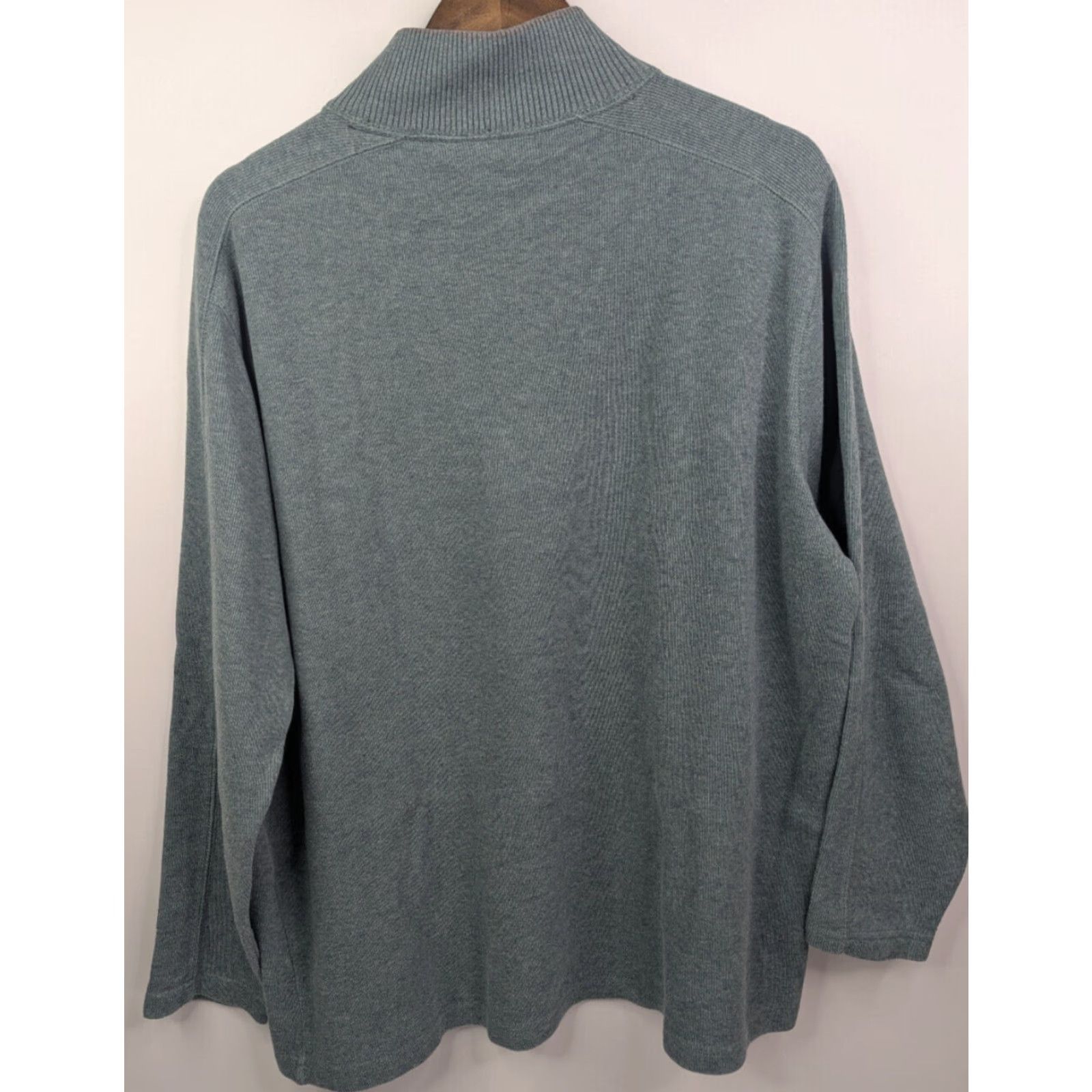 Tasso Elba Tasso Elba Sweater 1/4 Zip Pullover Men's XL 100% Cotton High Neck Light Sage Grey Blue Size US XL / EU 56 / 4 - 3 Thumbnail