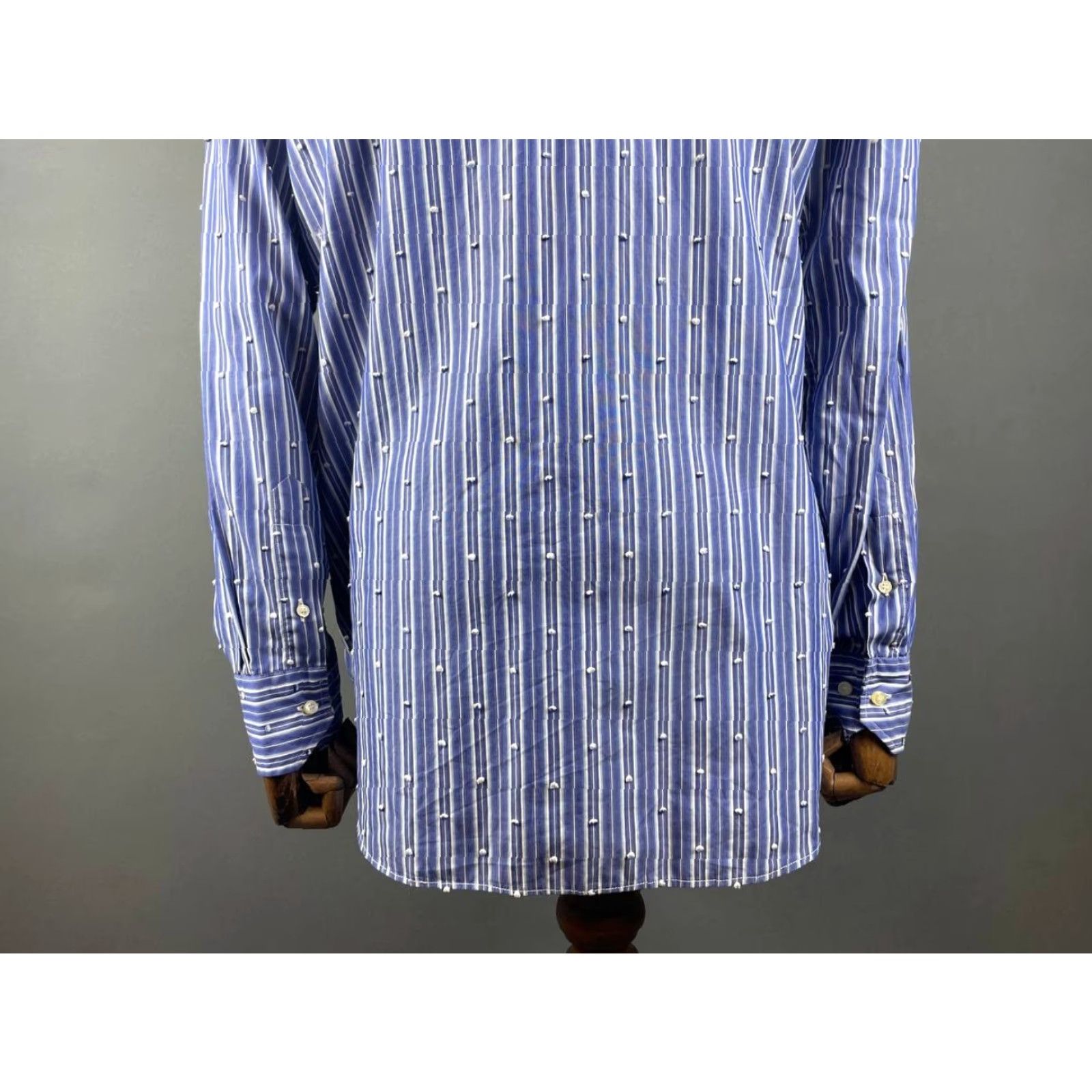 Etro ETRO Milano Mens Button-Up Shirt XL Blue Pinstripe Paisley Print Long Sleeve Size US XL / EU 56 / 4 - 6 Thumbnail