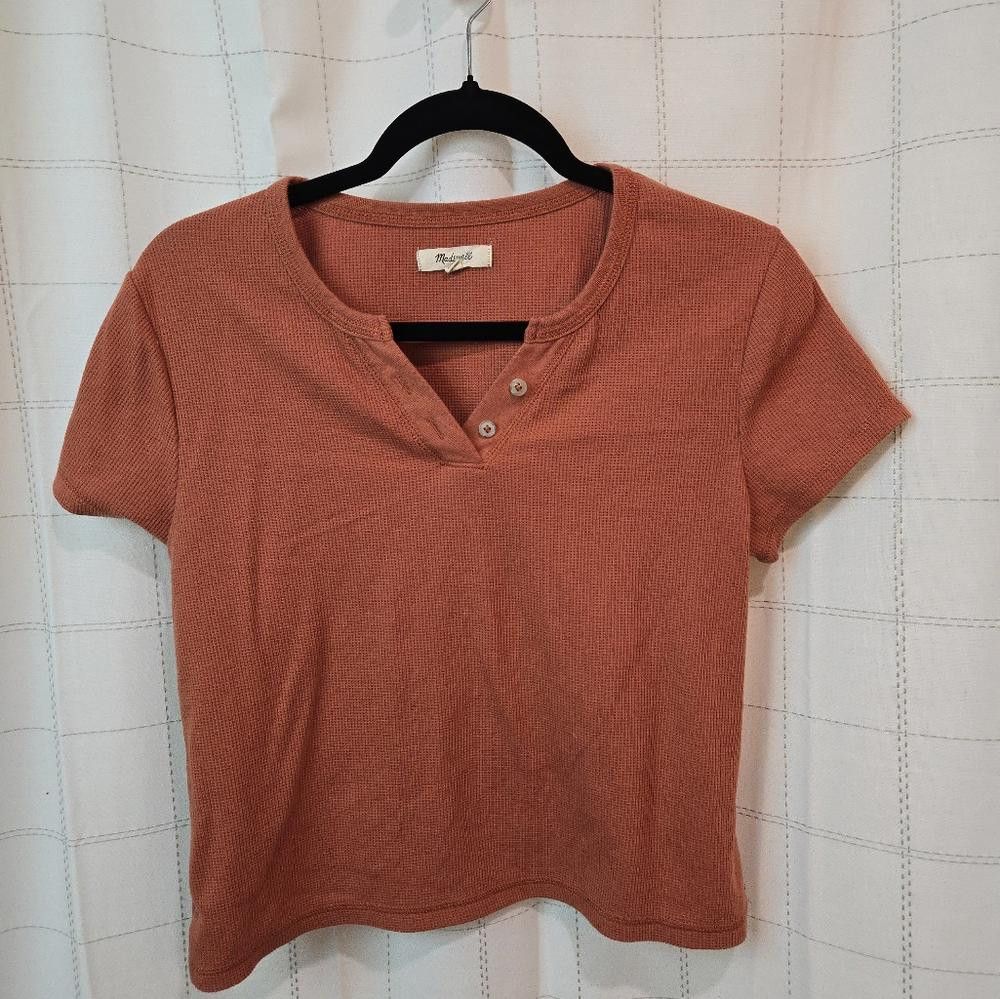 Madewell Madewell Cropped Waffle Tee Size L / US 10 / IT 46 - 1 Thumbnail