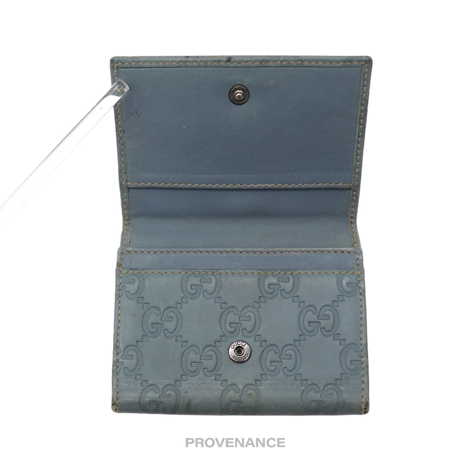 Gucci 🔴 Gucci Card Holder Wallet - Powder Blue Guccissima Leather Size ONE SIZE - 5 Thumbnail