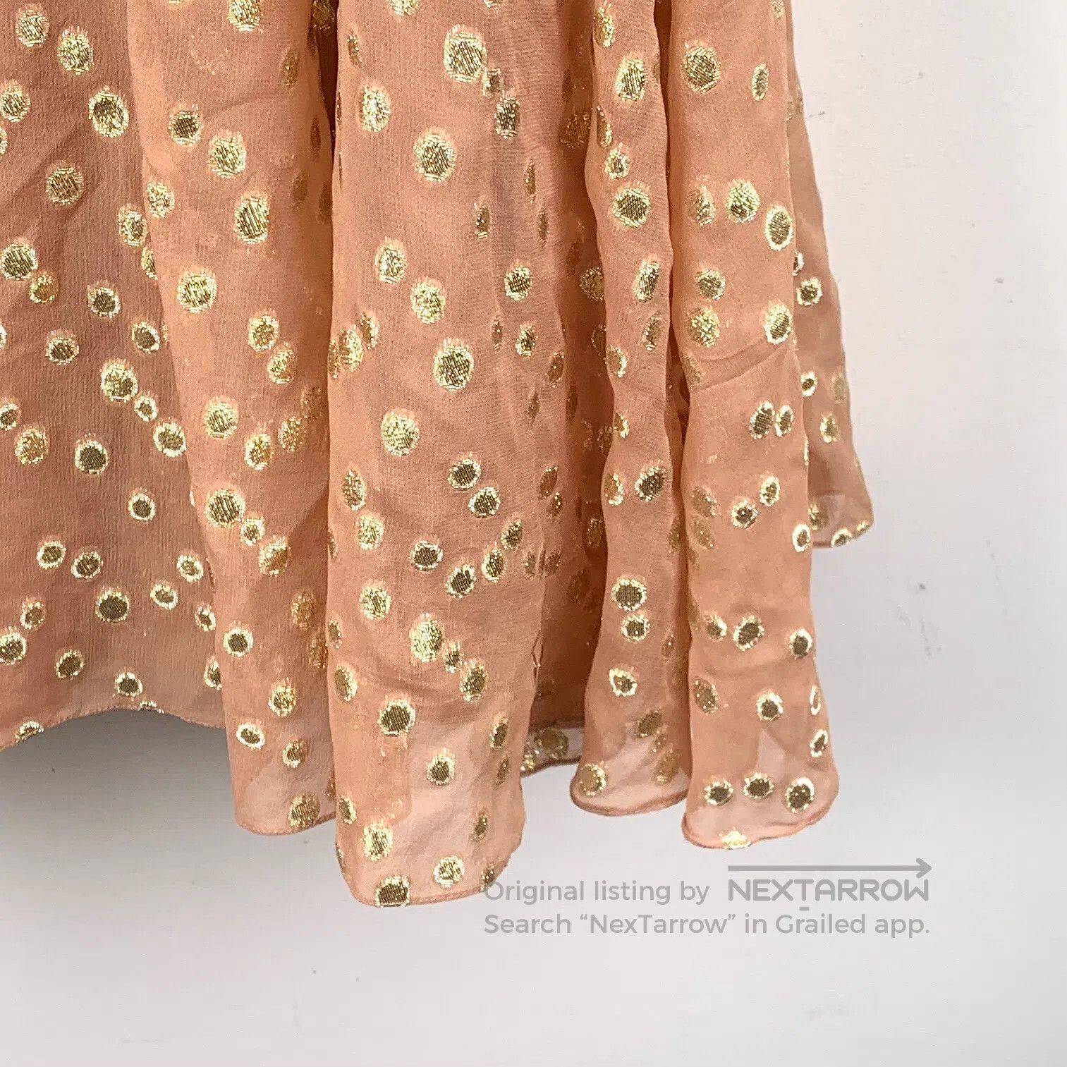 Max Mara Max Mara Orange Polka Dot Pleated Silk Crew Neck Long Slee Size XS / US 0-2 / IT 36-38 - 4 Thumbnail