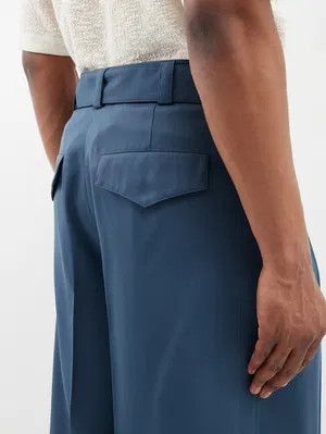 Jil Sander o1y1124 Pleated Wool Trouser in Blue Size US 32 / EU 48 - 2 Thumbnail