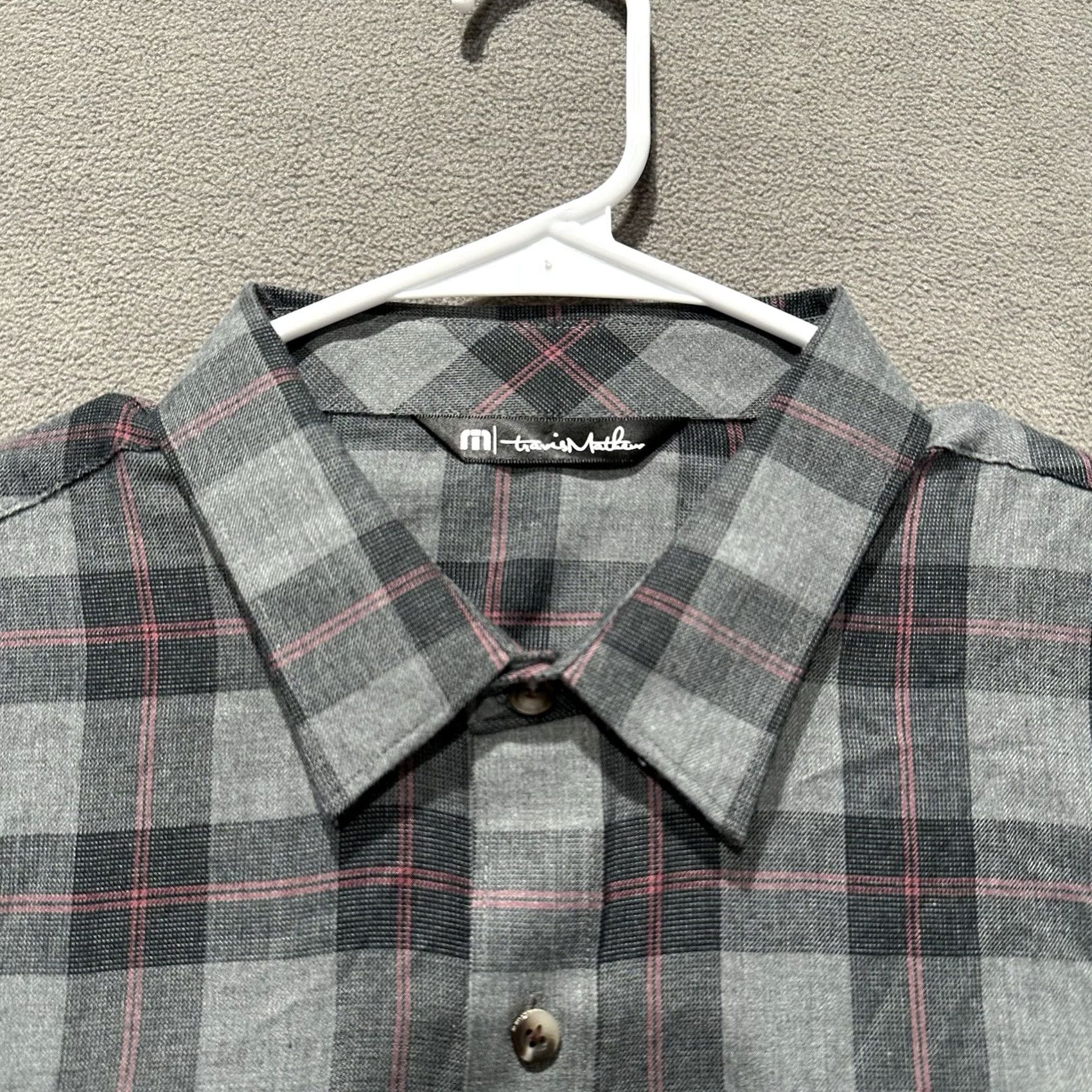 TravisMathew Travis Mathew Shirt Mens M Gray/Red Plaid Button Up Long Sleeve Cloud Flannel Size US M / EU 48-50 / 2 - 3 Thumbnail