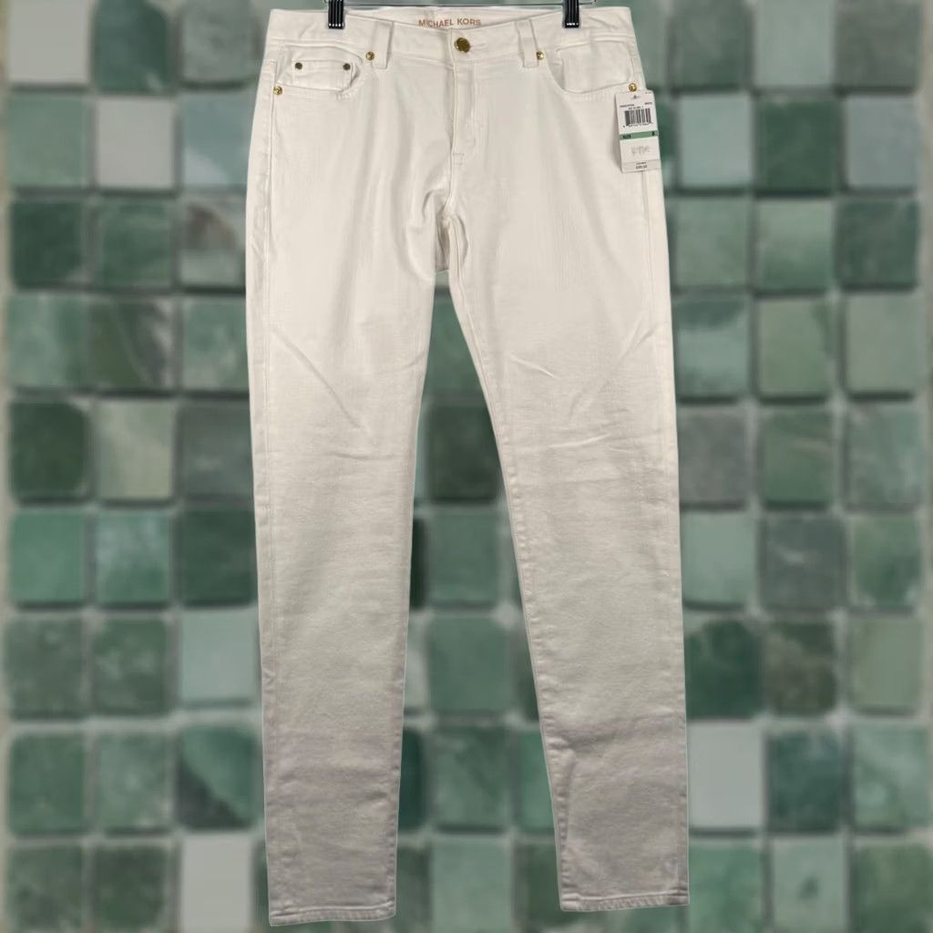 Michael Kors Michael Kors Izzy Skinny Jeans 8 White Gold Hardware Designer JS69CCYTK6 Coastal Size 30" / US 8 / IT 44 - 1 Thumbnail