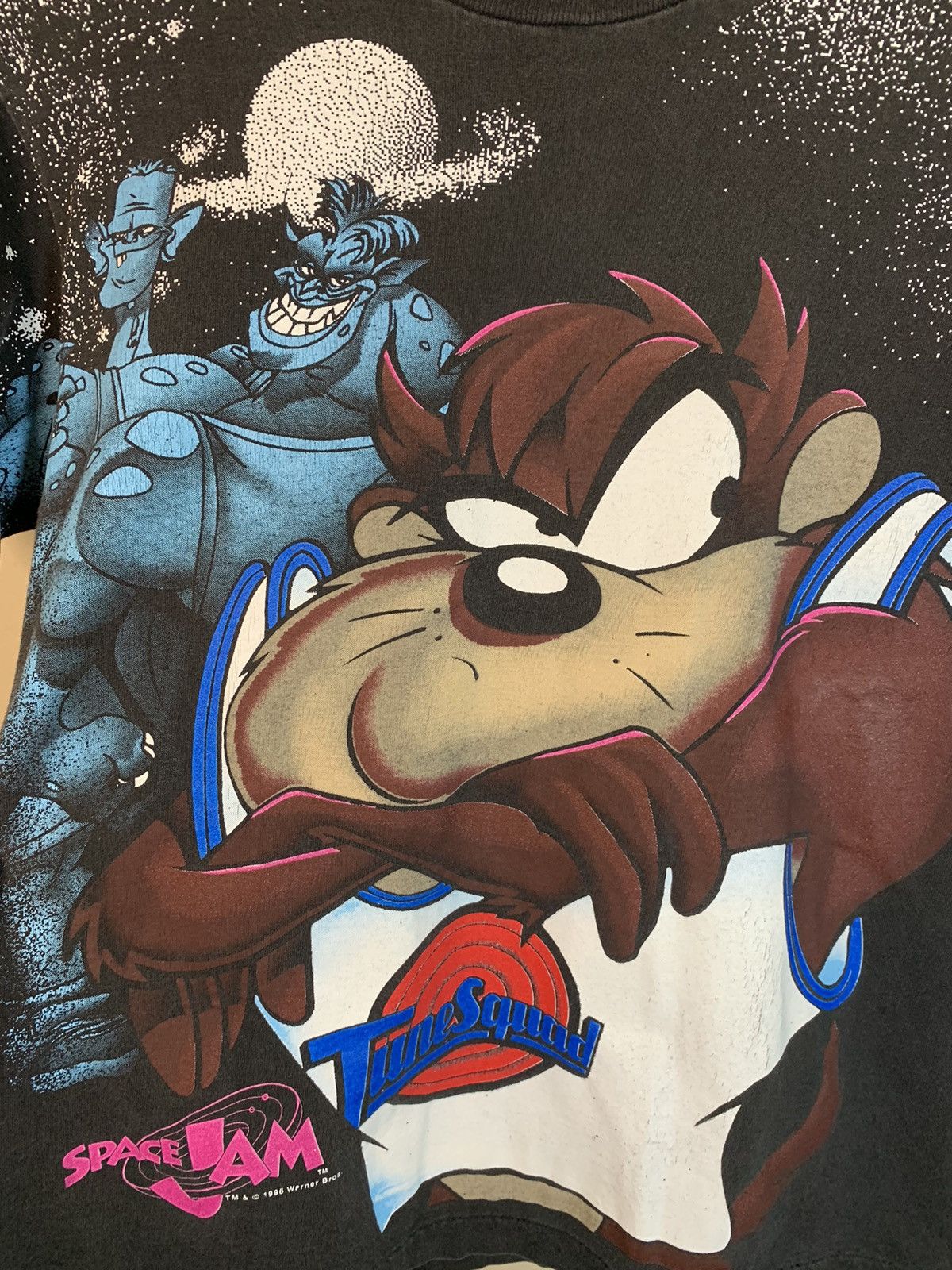 Vintage × Warner Bros *RARE* Vintage 1996 Space Jam Taz AOP Single Stitch T-Shirt Size US XXS / EU 40 - 3 Thumbnail
