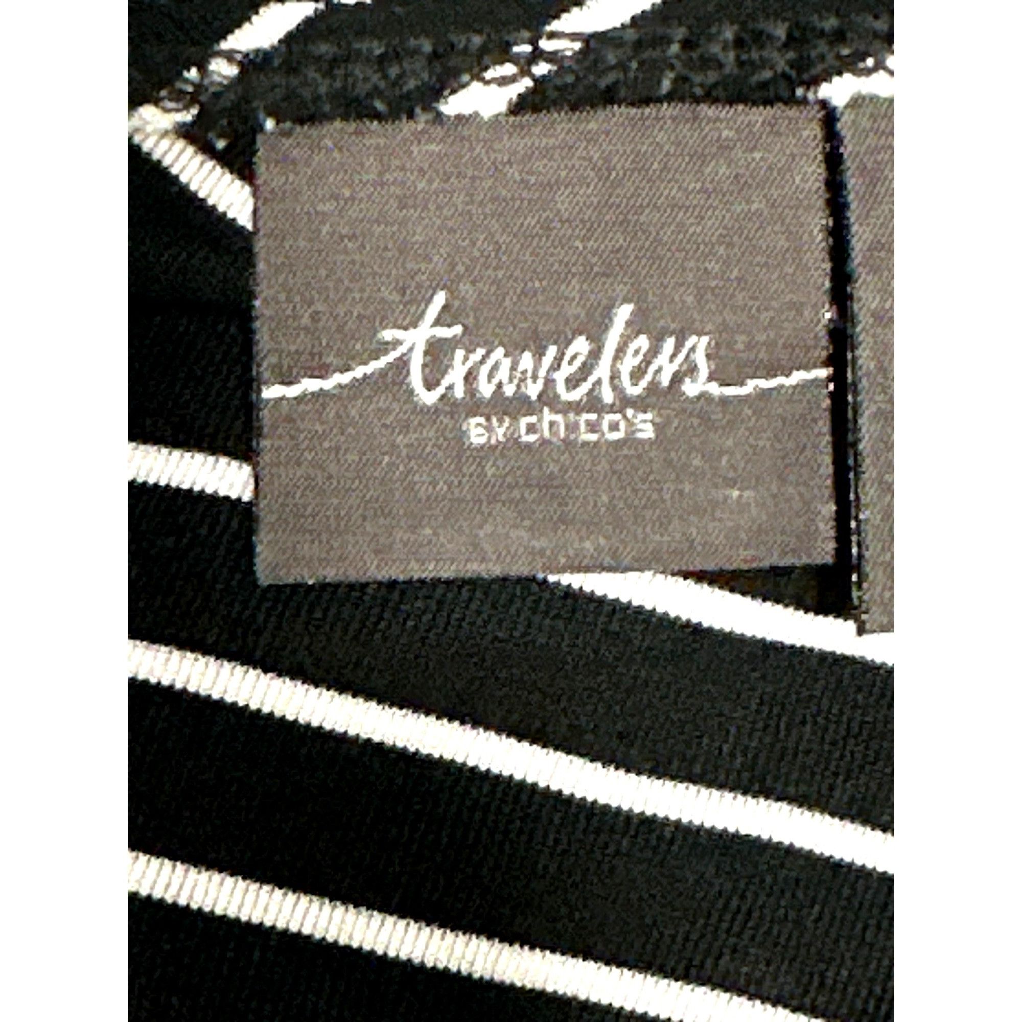 Chicos Chicos Black White Striped Asymmetrical Long Sleeve Tunic Dr Size XL / US 12-14 / IT 48-50 - 5 Thumbnail