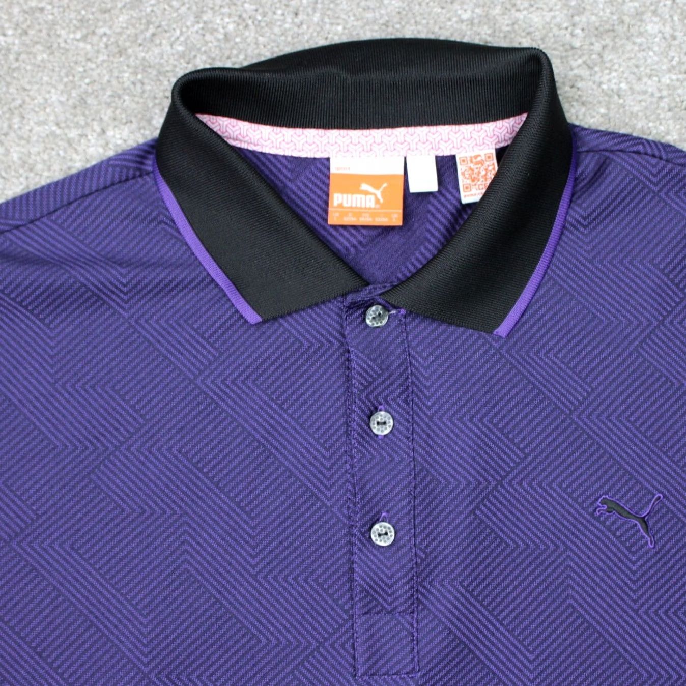 Puma PUMA Polo Shirt Mens Large Purple Dry Cell Wicking Jacquard Short Sleeve Golf Clothing Polo Mens Large Purple Jacquard Dry Cell Golf Shirt Size US L / EU 52-54 / 3 - 6 Thumbnail