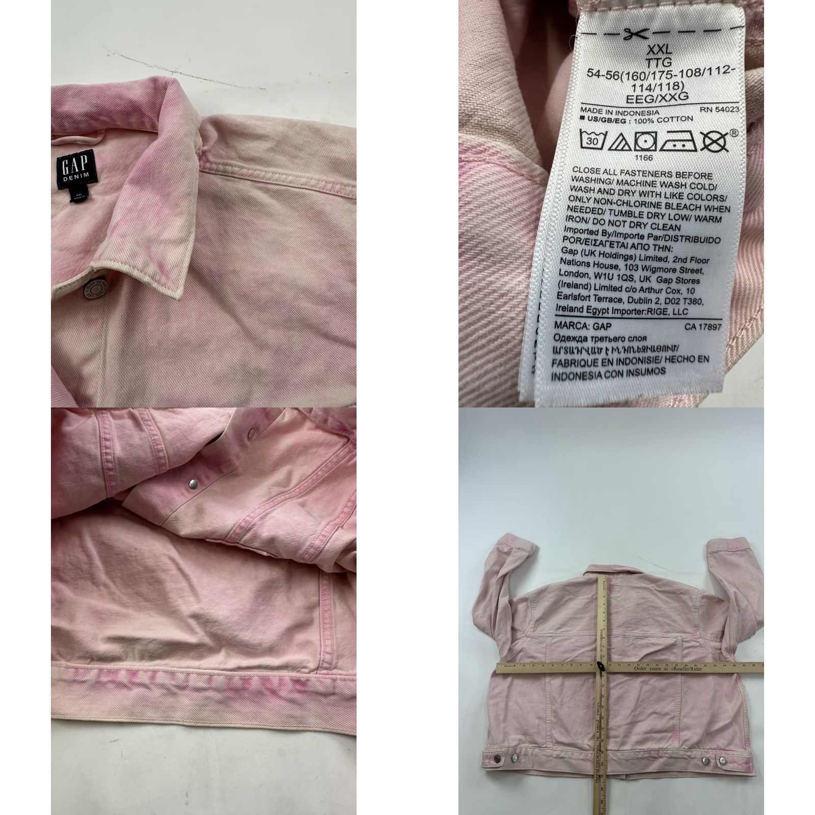 Gap VINTAGE Gap Jacket Womens 2XL Pink Dye Denim Button Up Motorcycle Y2K Basic Jacket Womens Size XXL / US 16-18 / IT 52-54 - 8 Thumbnail