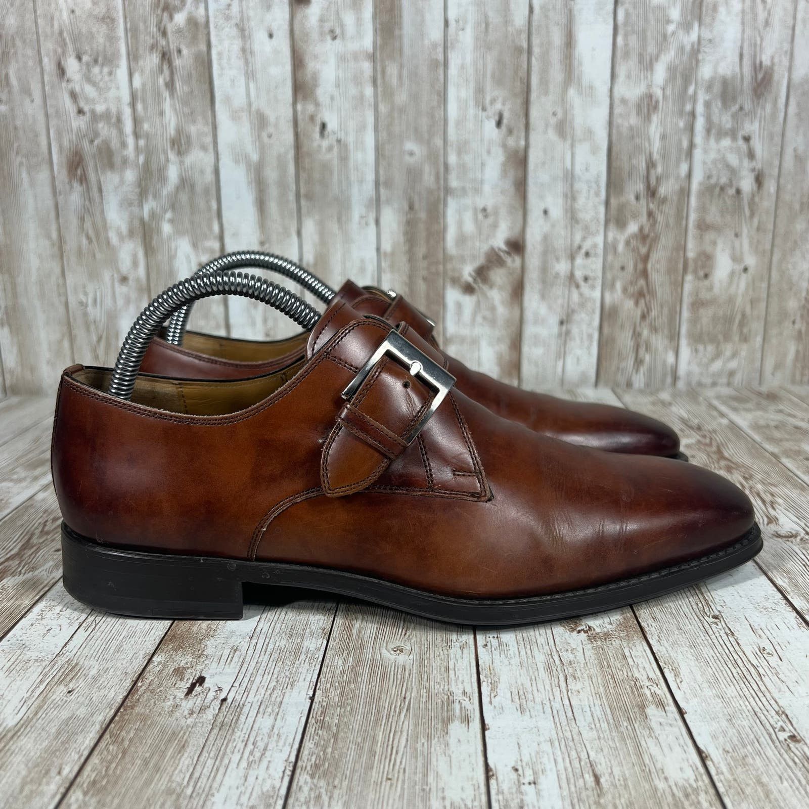 image of Magnanni Marco Ii Monk Strap Leather Mens 7 Shoes in Brown