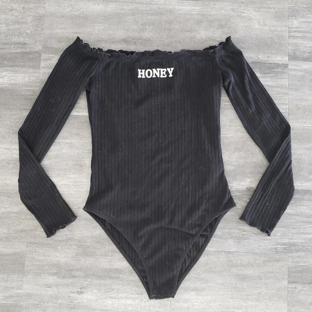 Shein Black Honey SHEIN Bodysuit Long Sleeve Size ONE SIZE - 1 Thumbnail