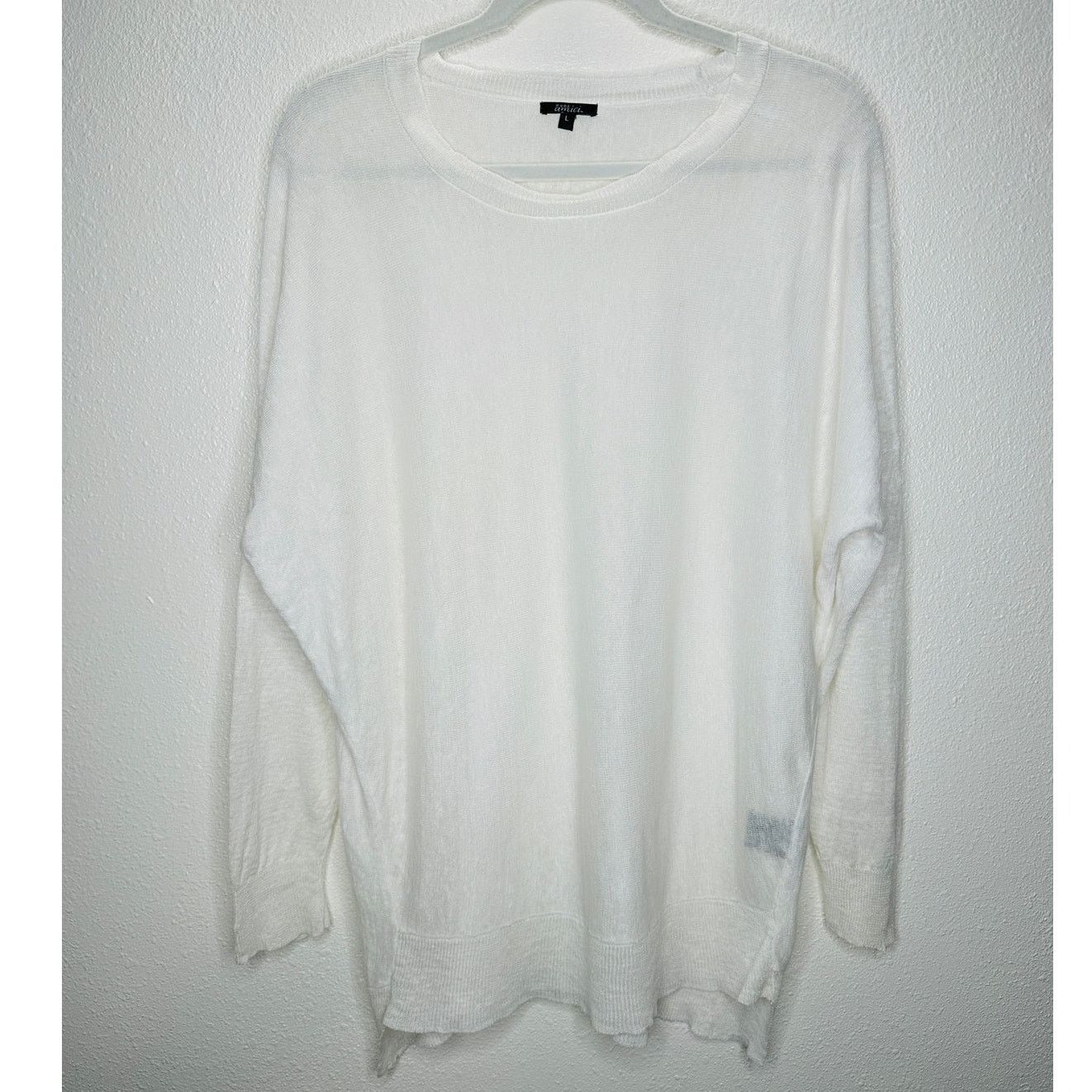 Other Pure Amici Ivory Round Neck Long Sleeve High Low Sweater L Size L / US 10 / IT 46 - 1 Thumbnail
