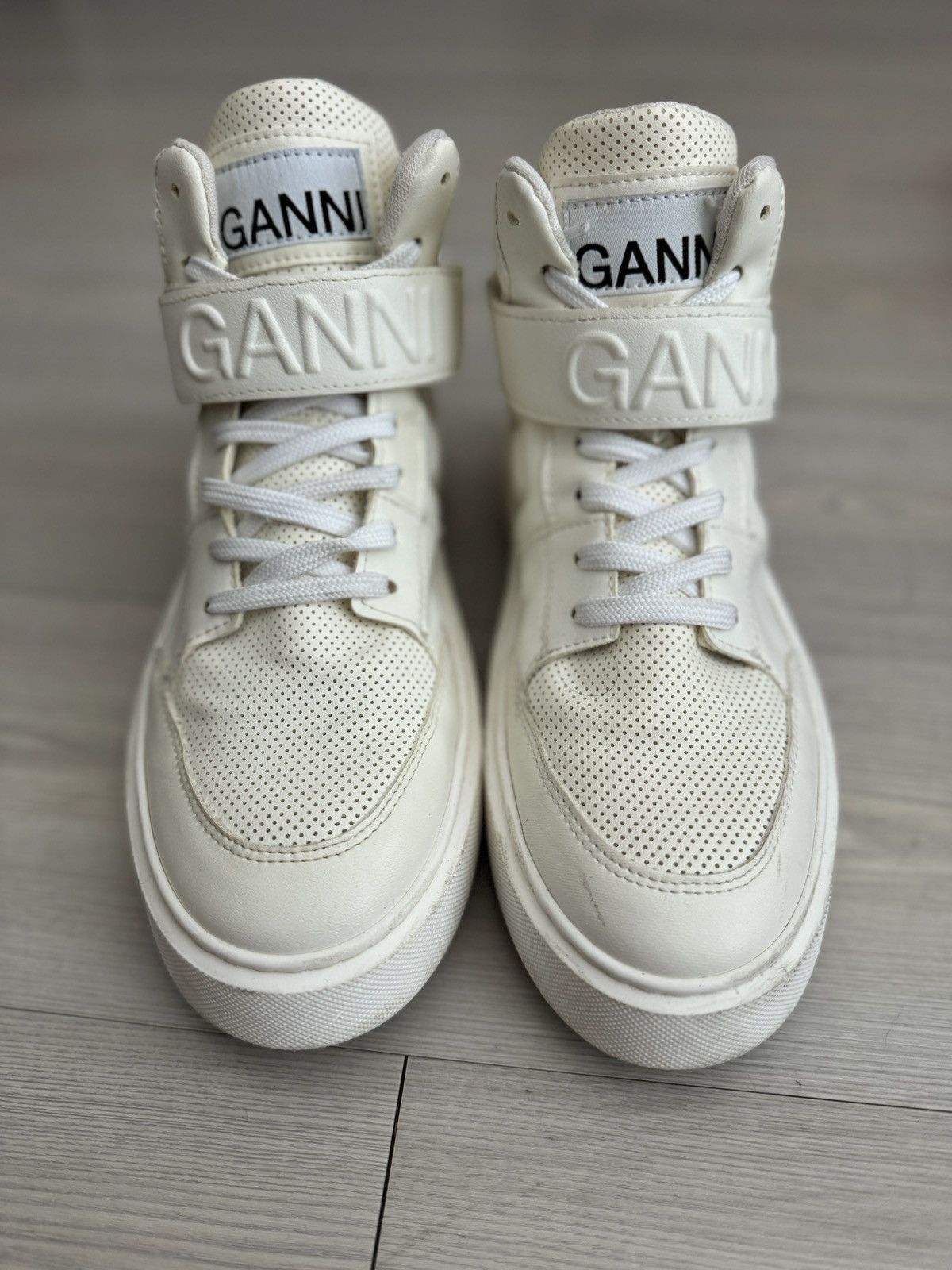 Ganni GANNI White Sporty Mix High-Too Sneakers EU 39 Size US 9 / IT 39 - 3 Thumbnail