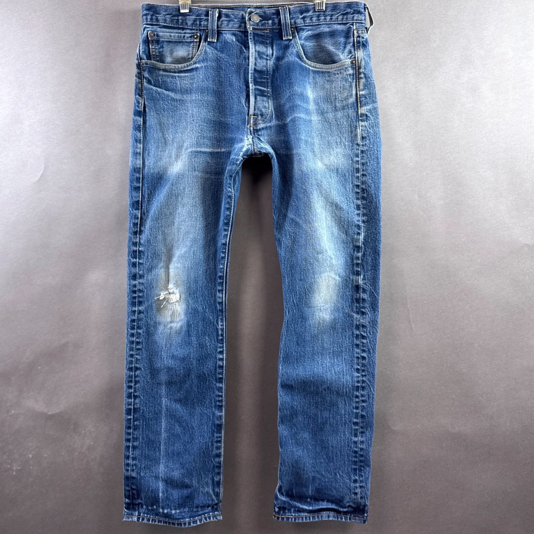 Levi's Levi's 501 Jeans Mens 33x30 Blue Pants Button Fly Work Denim Straight Regular Size US 33 - 3 Thumbnail