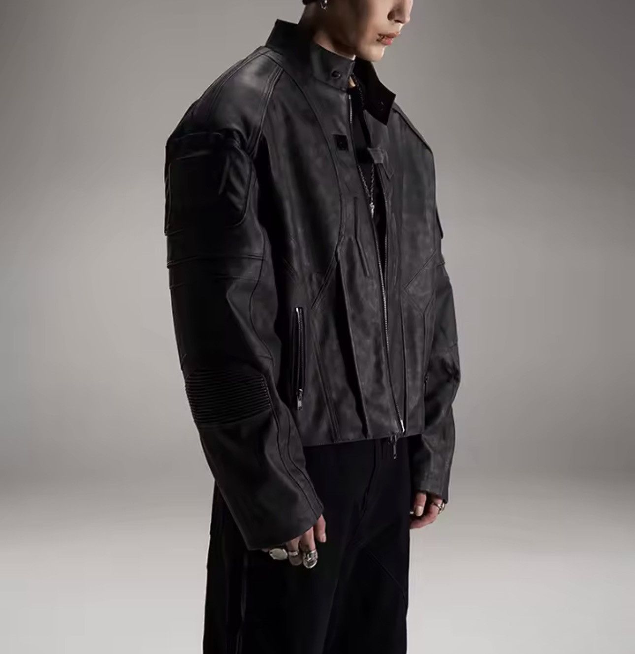 Other Washed Distressed PU Leather Y2k Vintage Retro Style Jacket Size US S / EU 44-46 / 1 - 5 Thumbnail