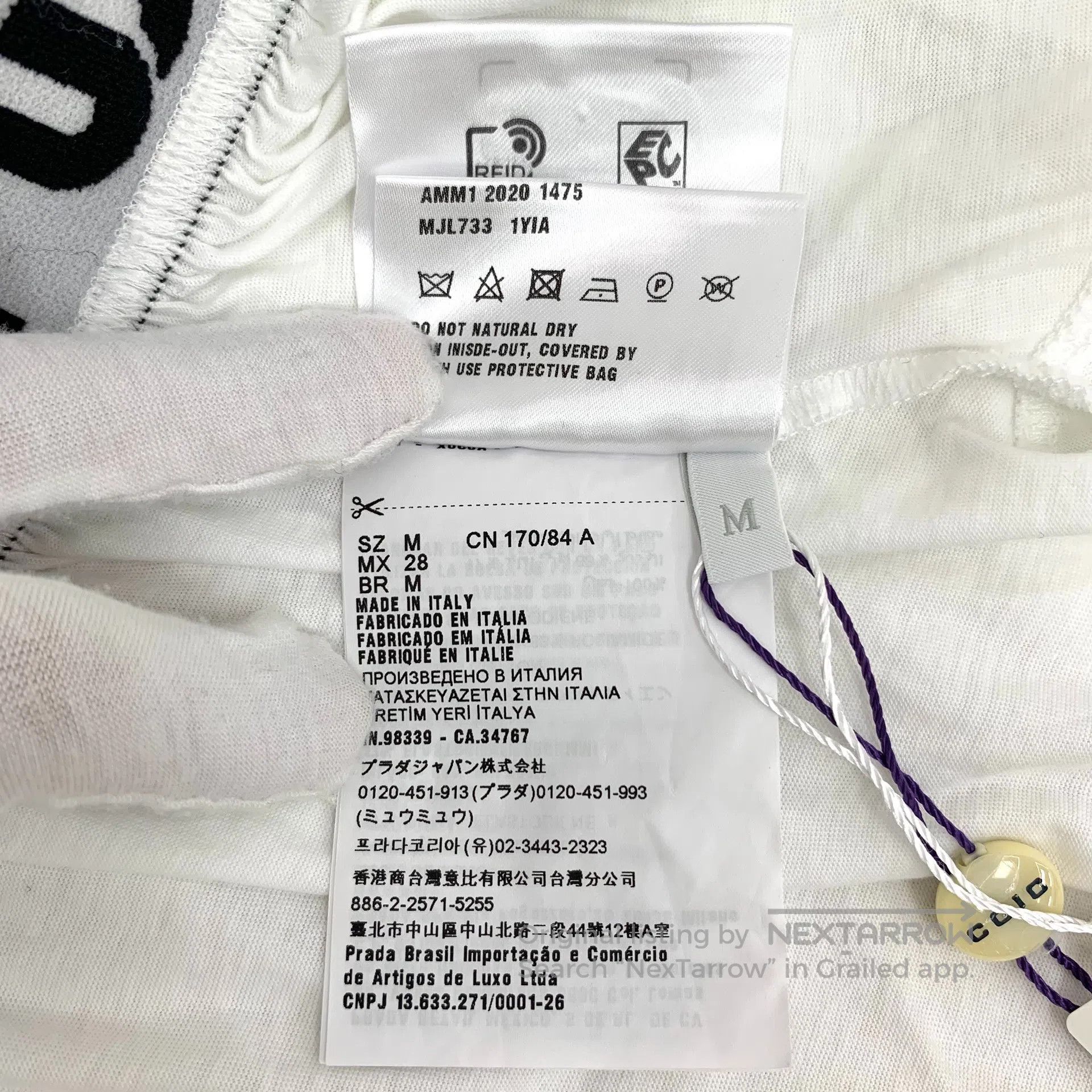 Miu Miu Miu Miu White stretch logo lettering cotton round-neck lon Size M / US 6-8 / IT 42-44 - 6 Thumbnail