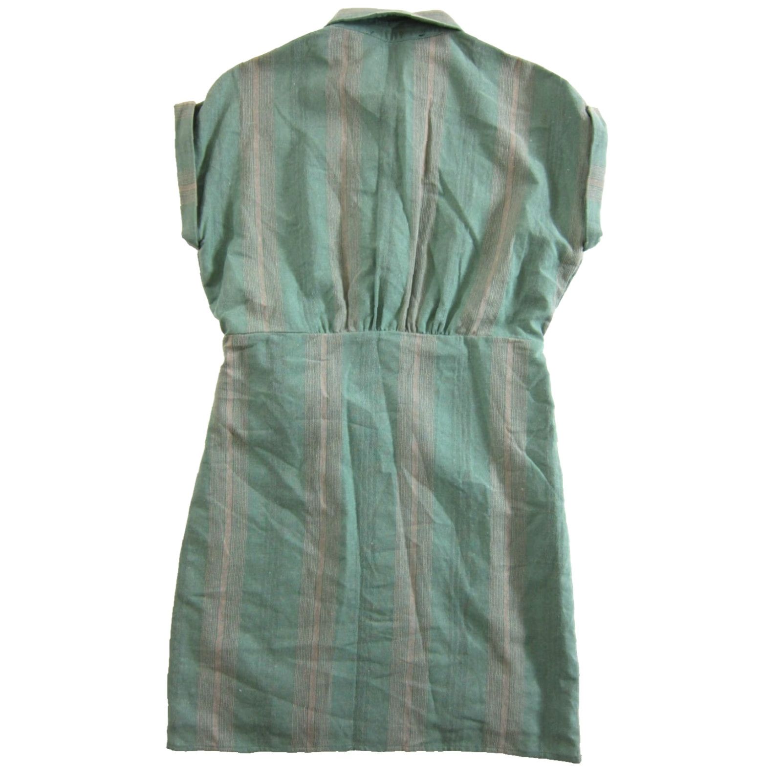 Vintage Blue Rain Green Cap Sleeve Collared Button Down Shirt Wrap Dress Medium Size M / US 6-8 / IT 42-44 - 2 Thumbnail