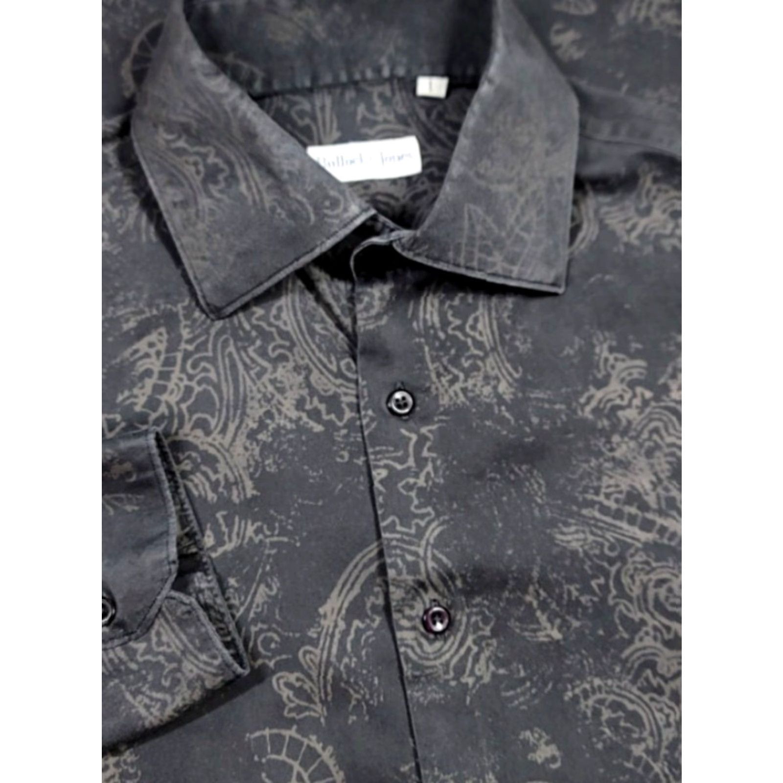 Vintage VINTAGE Bullock & Jones Shirt Mens L Brown Gray Paisley Button-Up Collared Long Sleeve 1960s 70s 80s Floral Geometric Size US L / EU 52-54 / 3 - 2 Thumbnail