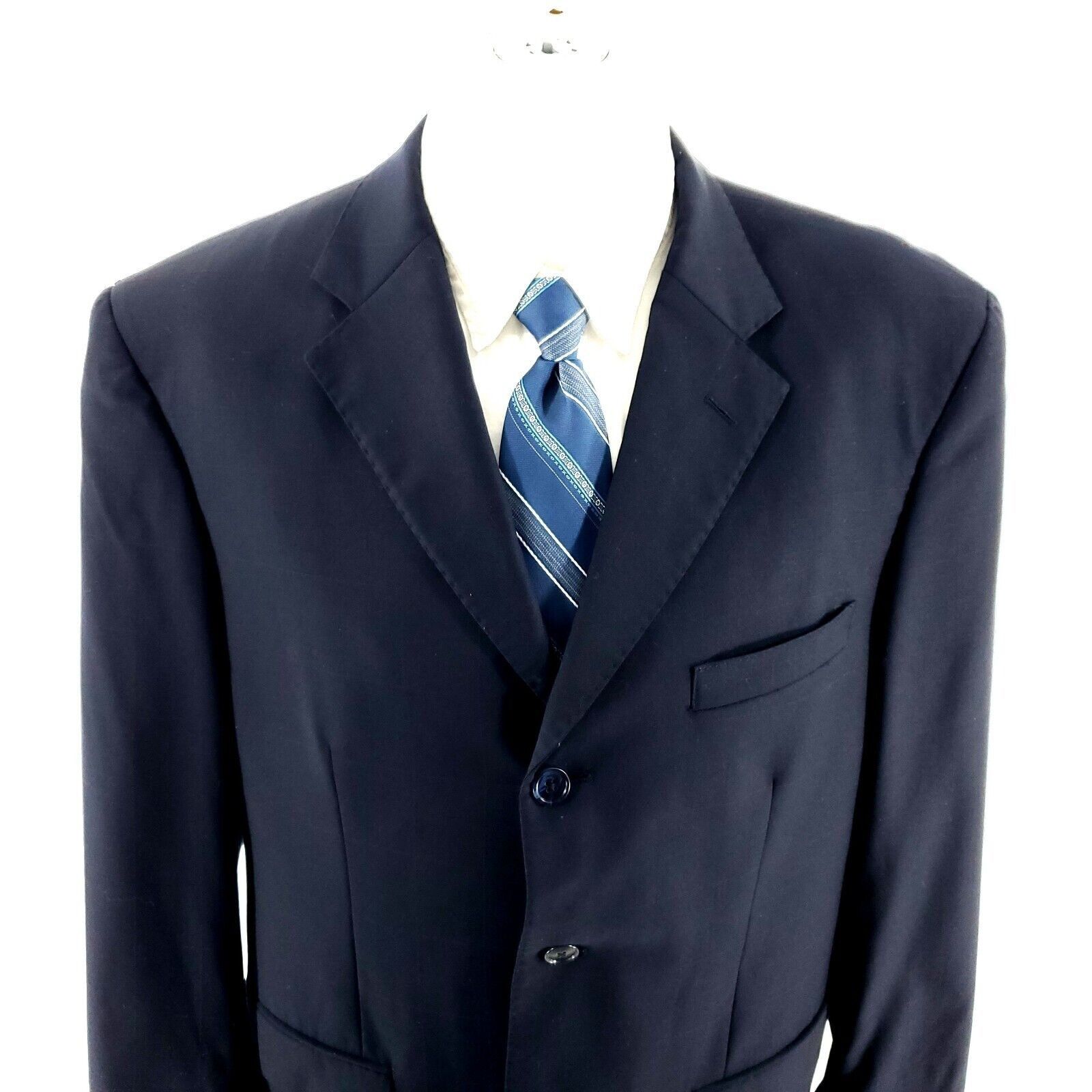 Pronto Uomo Pronto Uomo Couture Super 120s Wool 3 Button Blazer 42R Blue Size 42R - 1 Thumbnail