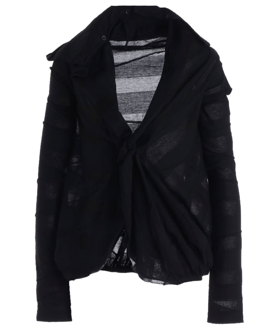 Yohji Yamamoto TUCK JACQUARD GATHER DETAIL CARDIGAN Size S / US 4 / IT 40 - 1 Thumbnail