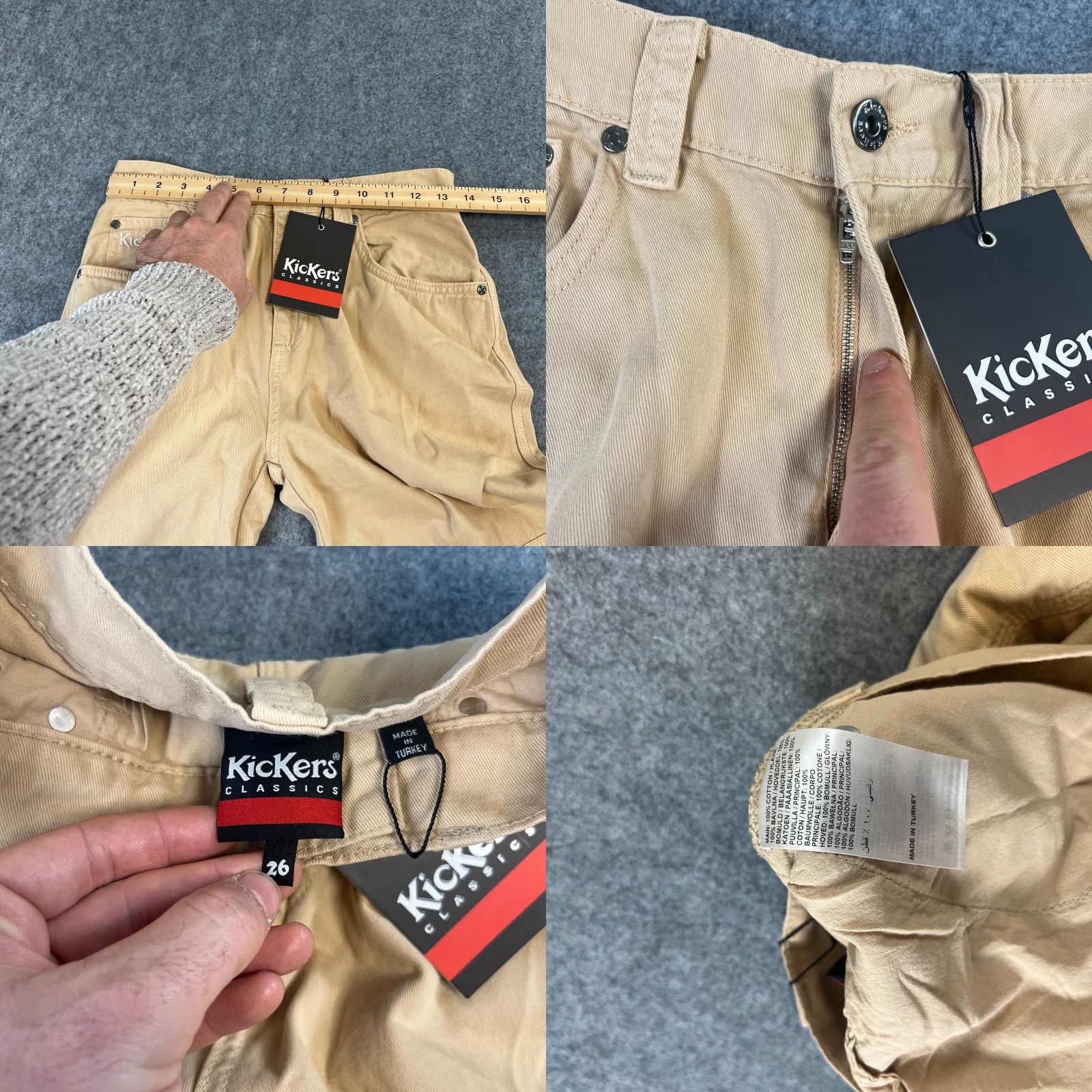 Kickers VINTAGE Kickers Womens Cargo Jeans Straight 27 30 UK 8 Beige Denim 5-Pocket Design Jeans Womens Size 30" / US 8 / IT 44 - 8 Thumbnail