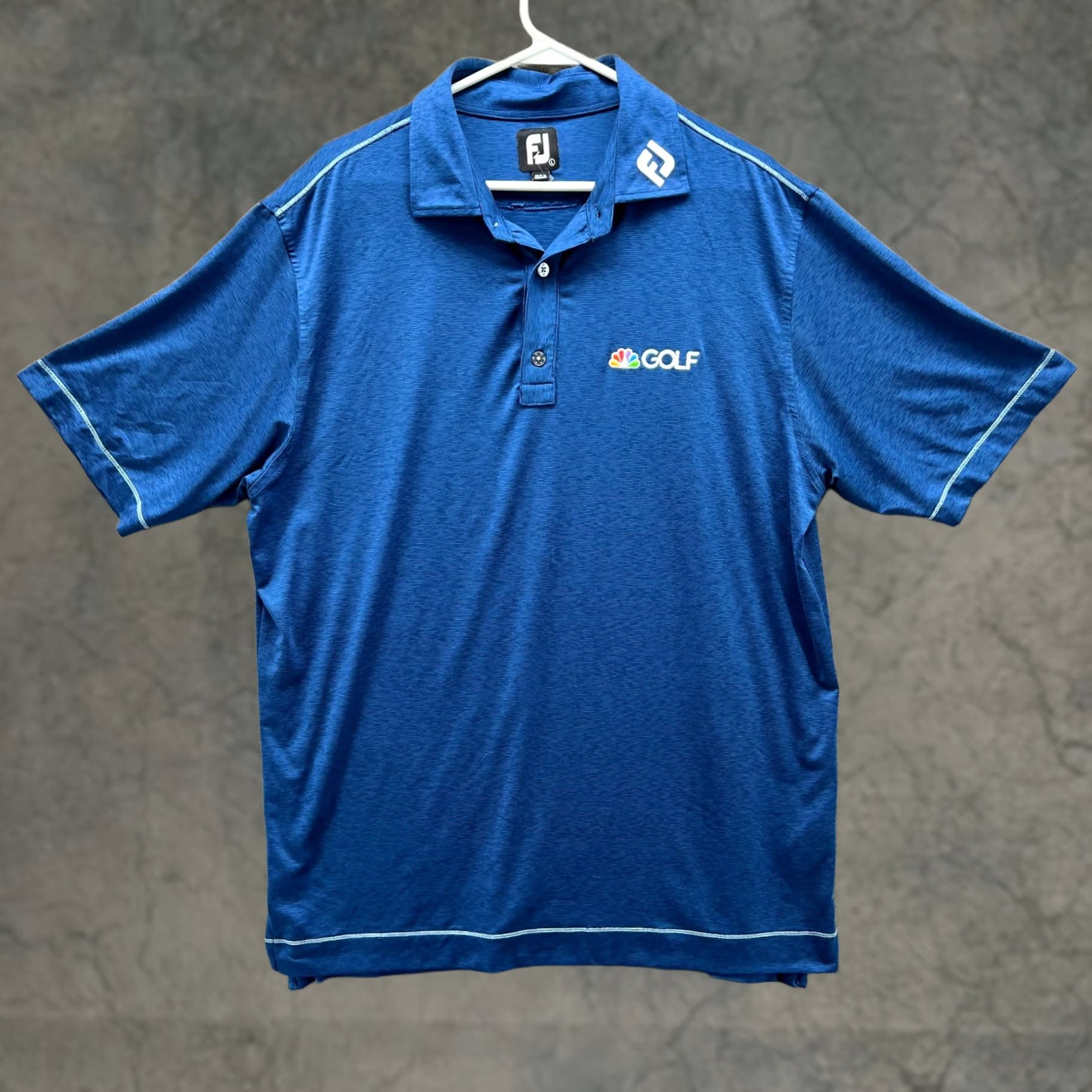 Footjoy FootJoy Polo Shirt Mens Large Blue Lisle Space Dye Microstripe Self Collar Golf Shirt Size US L / EU 52-54 / 3 - 1 Thumbnail