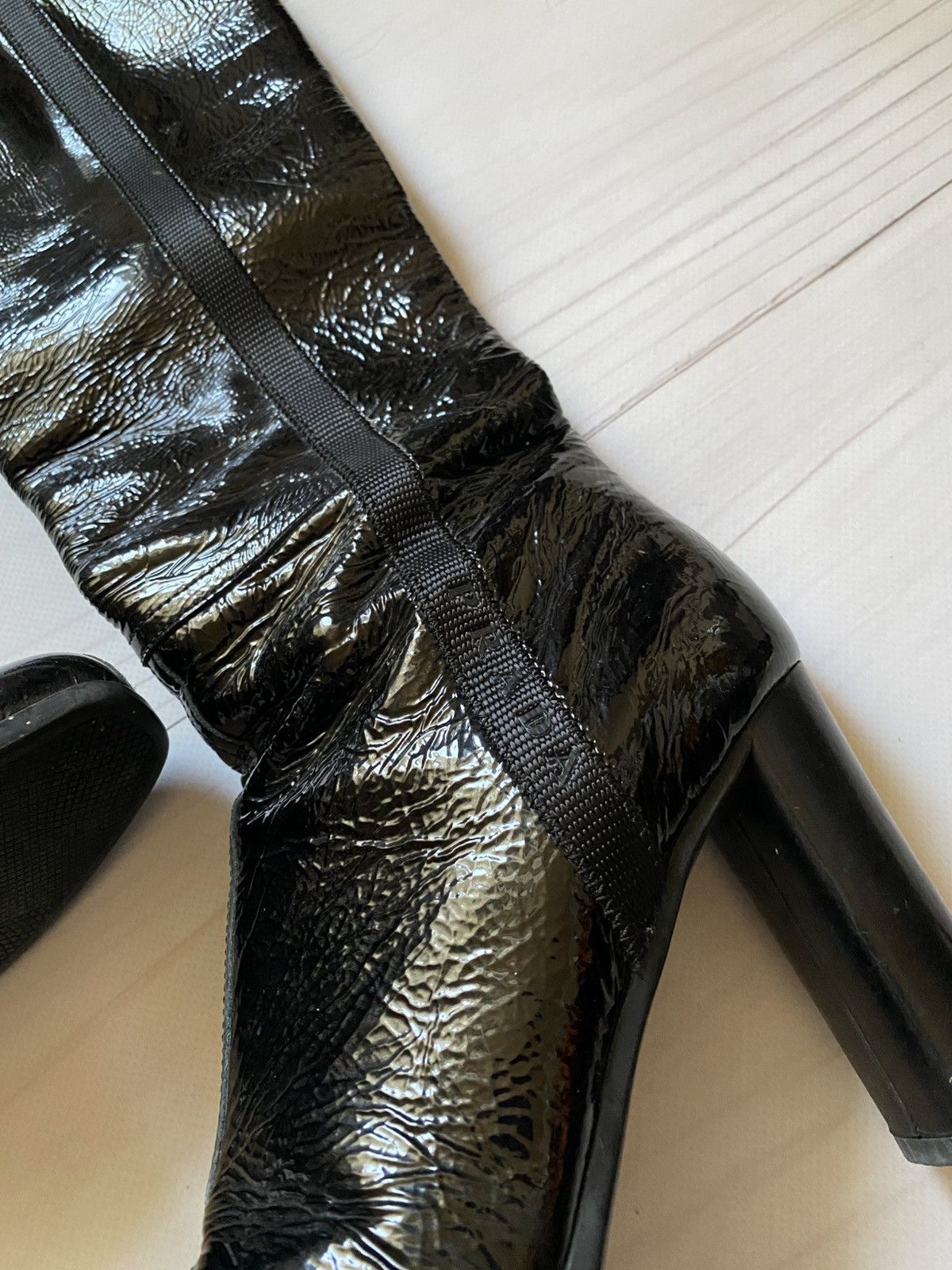 Prada Prada Sport Patent Leather Knee Boots Size US 8 / IT 38 - 4 Thumbnail