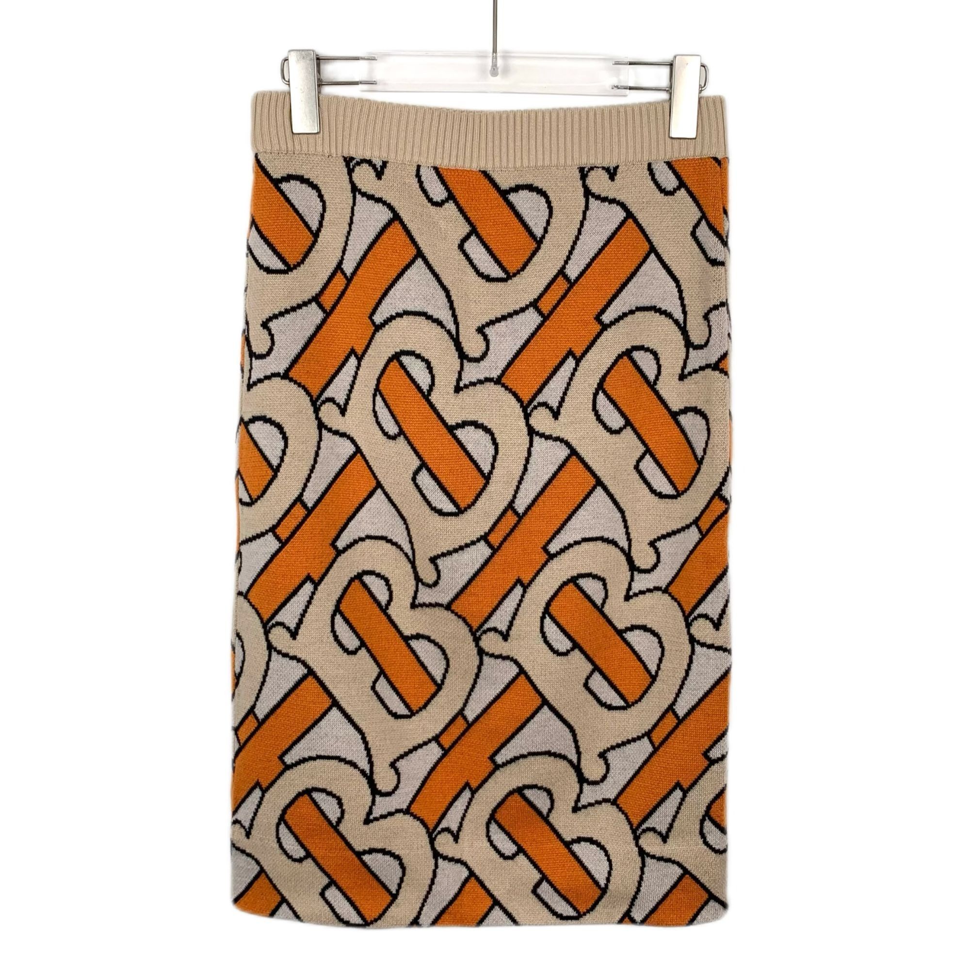 Burberry Burberry London England Wool Logo Knit Skirt M Beige & Orang Size 28" / US 6 / IT 42 - 2 Thumbnail