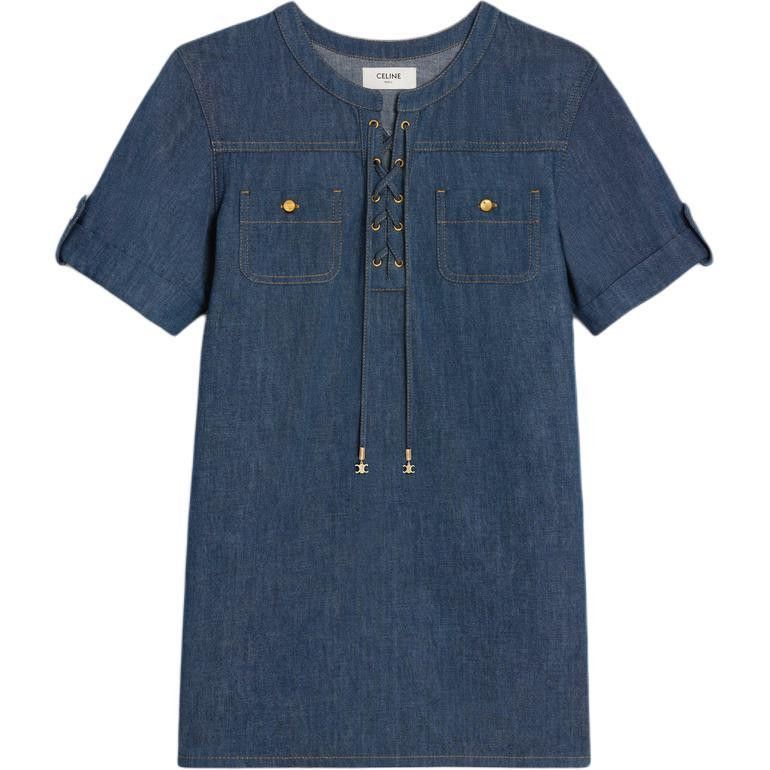 Celine CELINE Denim Lace-Up Dress Size M / US 6-8 / IT 42-44 - 1 Thumbnail