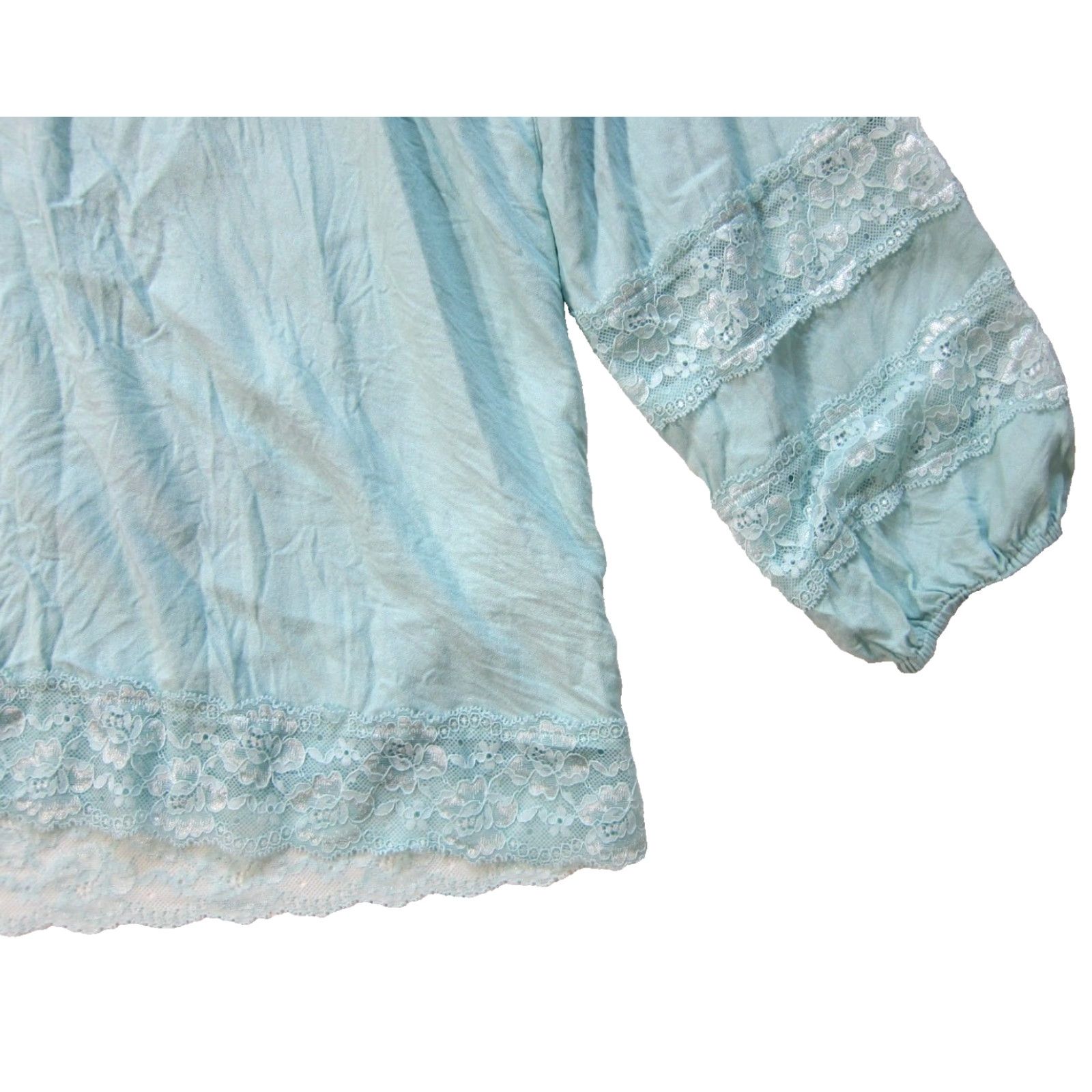 Soft Surroundings Soft Surroundings Teal Blouse Women XL Long Sleeve V-Neck Rayon Lace Shirt Size XL / US 12-14 / IT 48-50 - 5 Thumbnail