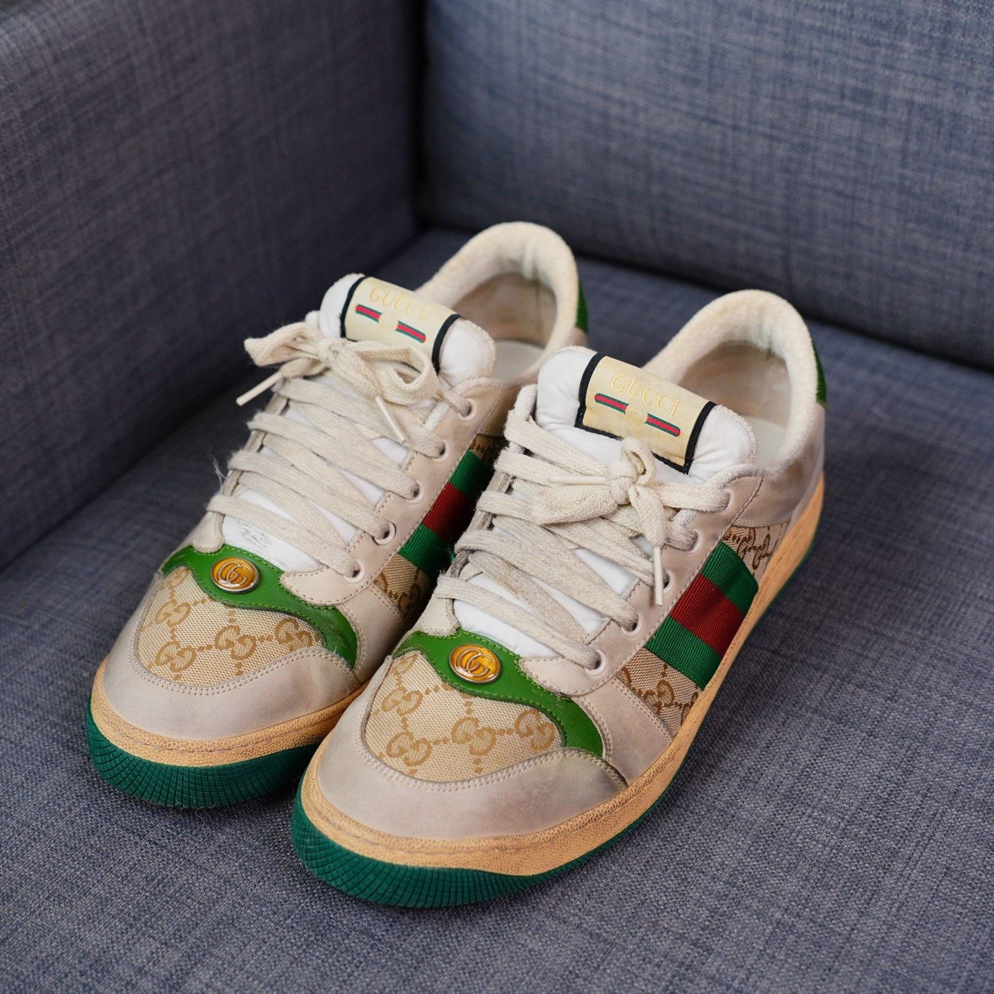 Gucci Gucci Distressed Green Lowtop Sneakers 11.5 Men Size US 11.5 / EU 44-45 - 1 Thumbnail