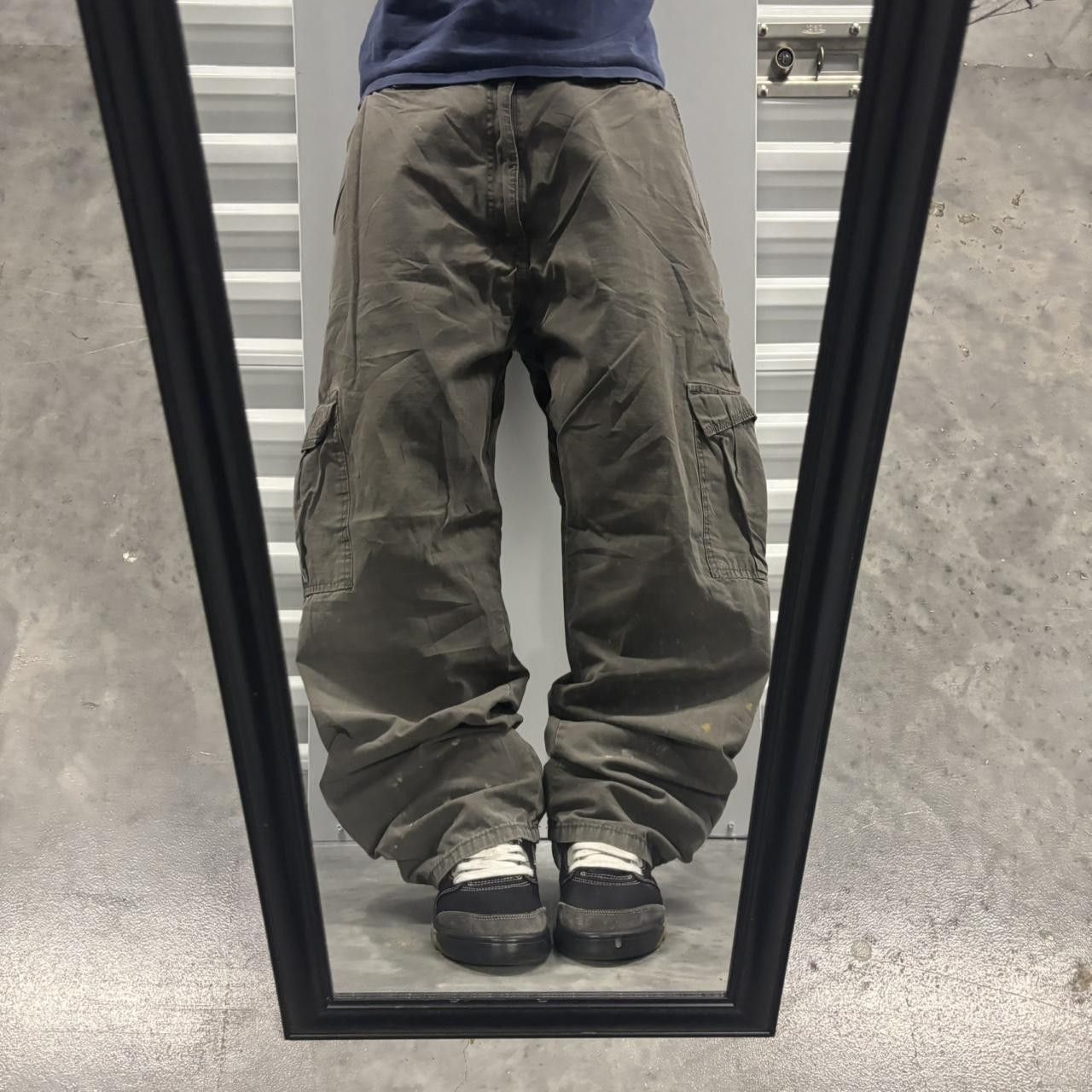 Japanese Brand × Vintage Crazy Vintage Y2K/2000s Baggy Grey Streetwear Skater Cargo Pants! Size US 38 / EU 54 - 1 Thumbnail