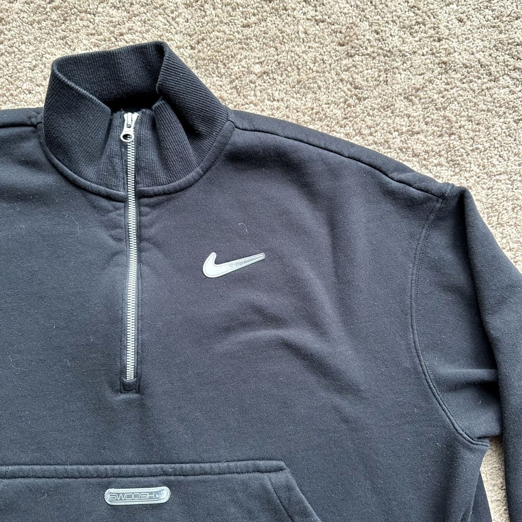 Nike Nike Sweater Mens Large Mock Neck 1/4 Zip Activewear Fleece Black Logo Size US L / EU 52-54 / 3 - 4 Thumbnail
