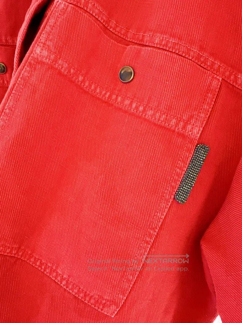 Brunello Cucinelli Brunello Cucinelli Red cotton linen short jacket Size XXS / US 00 / IT 34 - 6 Thumbnail