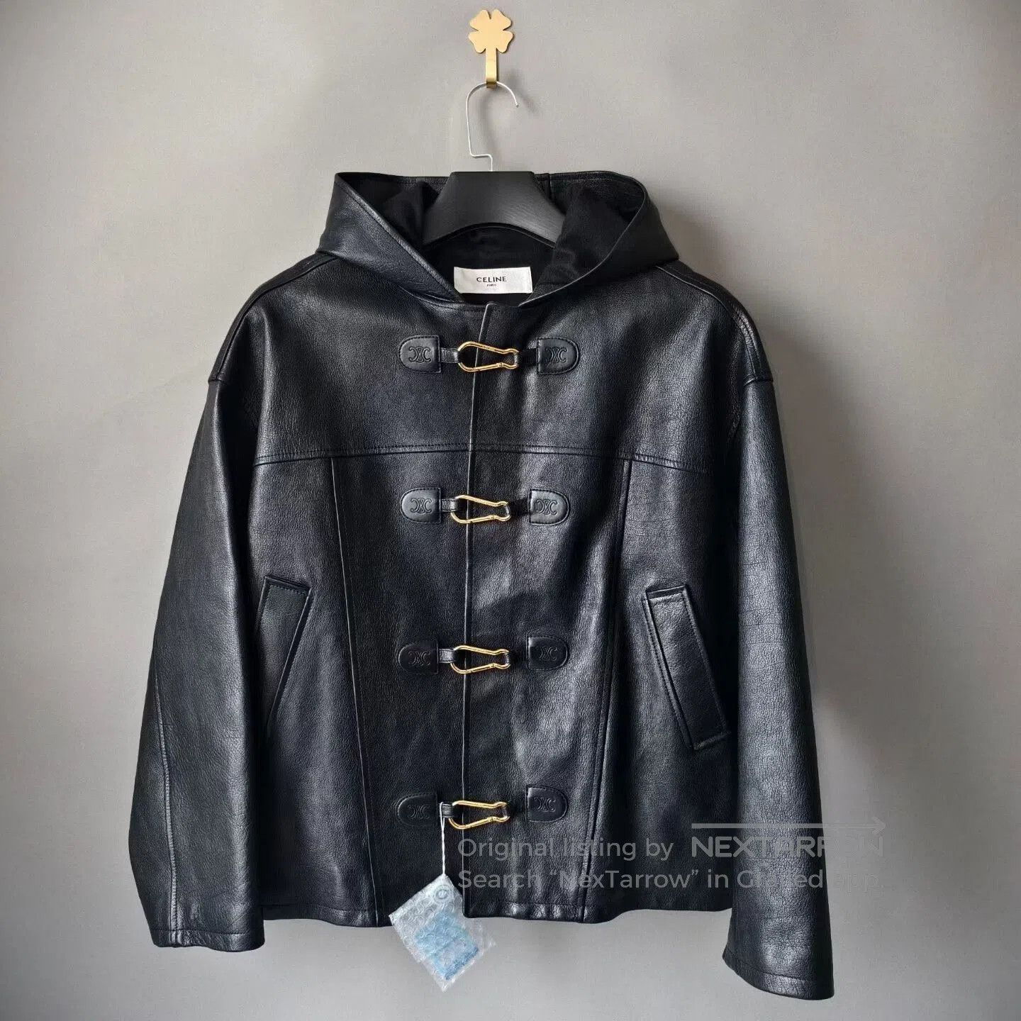 Celine Celine Black Cow Leather Hooded Jacket. Size S / US 4 / IT 40 - 1 Thumbnail