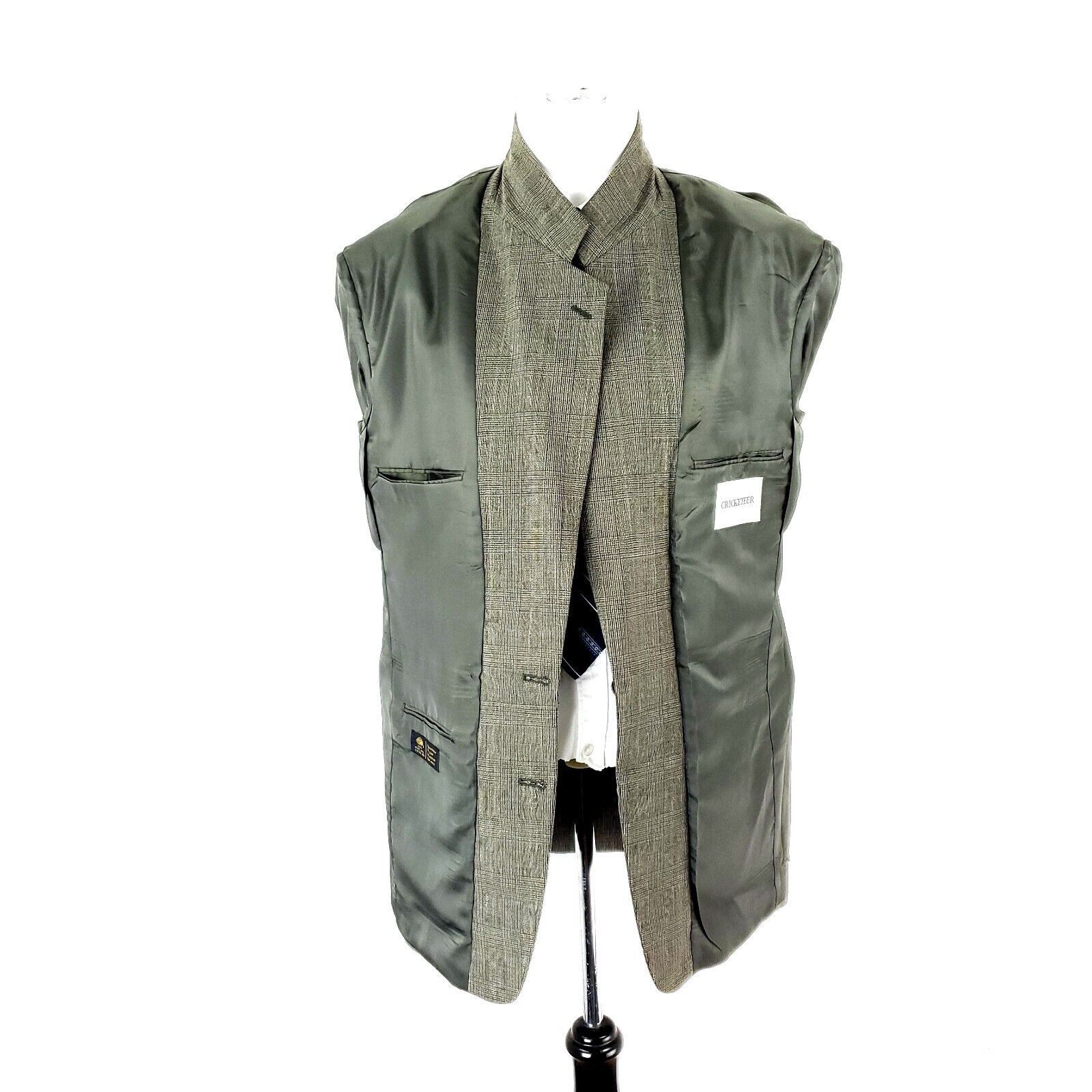 Vintage Cricketeer Wool 2 Button Sport Coat 40L Tan Glen Plaid Blaze Size 40L - 9 Thumbnail