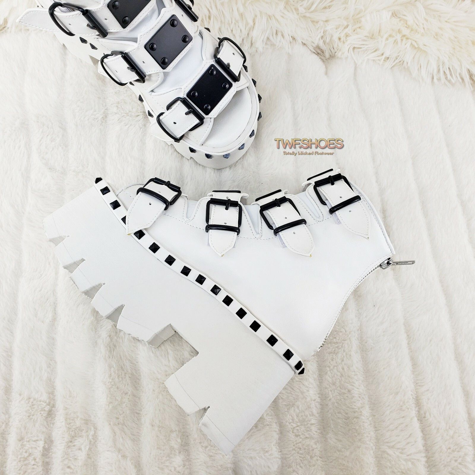 Demonia Cult DEMONIA Ashes 70 White 3.5" Platform Heel Goth Punk Sandal B Size US 8 / IT 38 - 4 Thumbnail