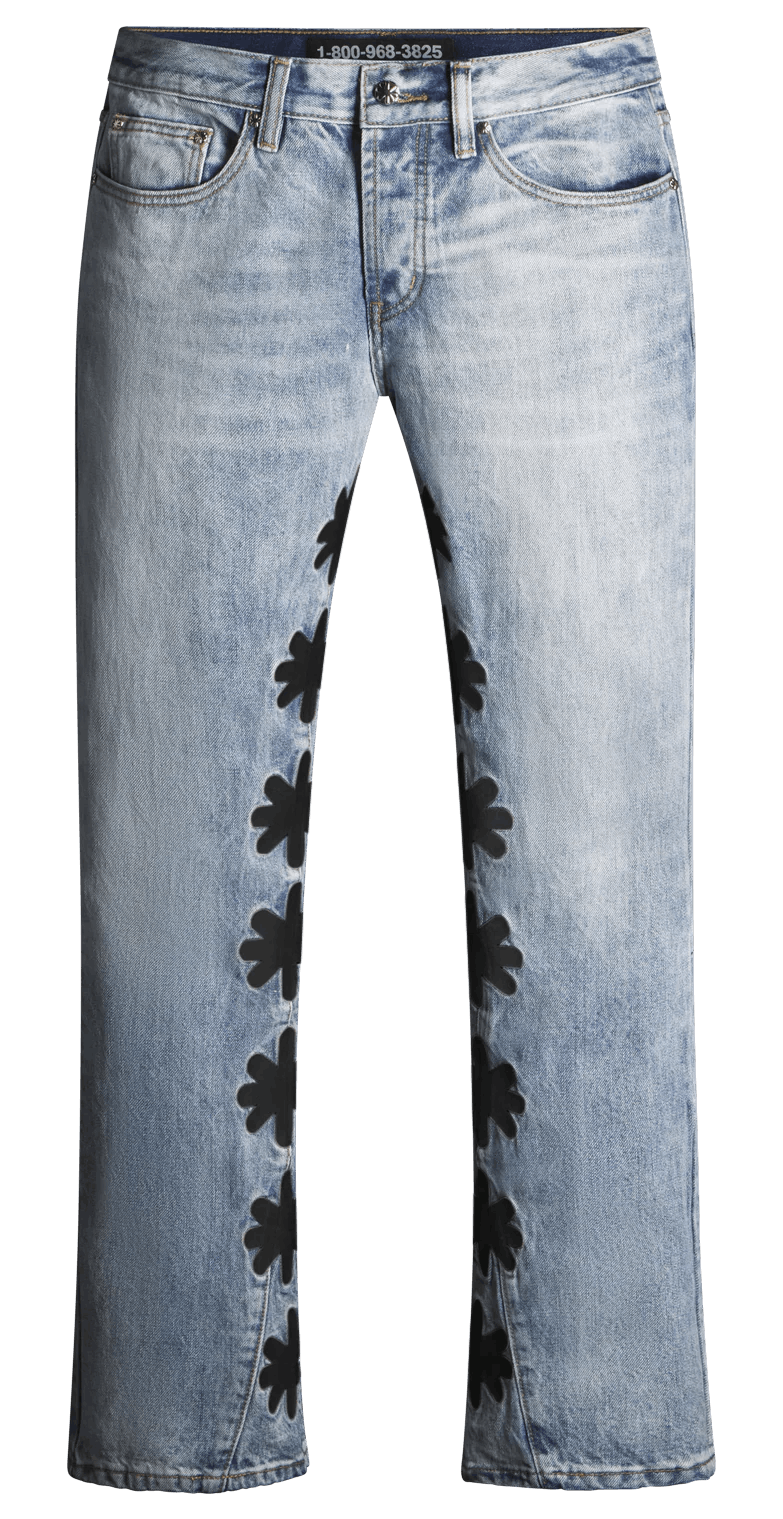 LOSTSHDWS Denim Black Logo Light Wash Blue Jeans