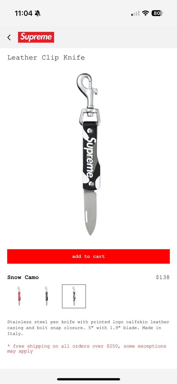 Supreme Leather Clip Knife 