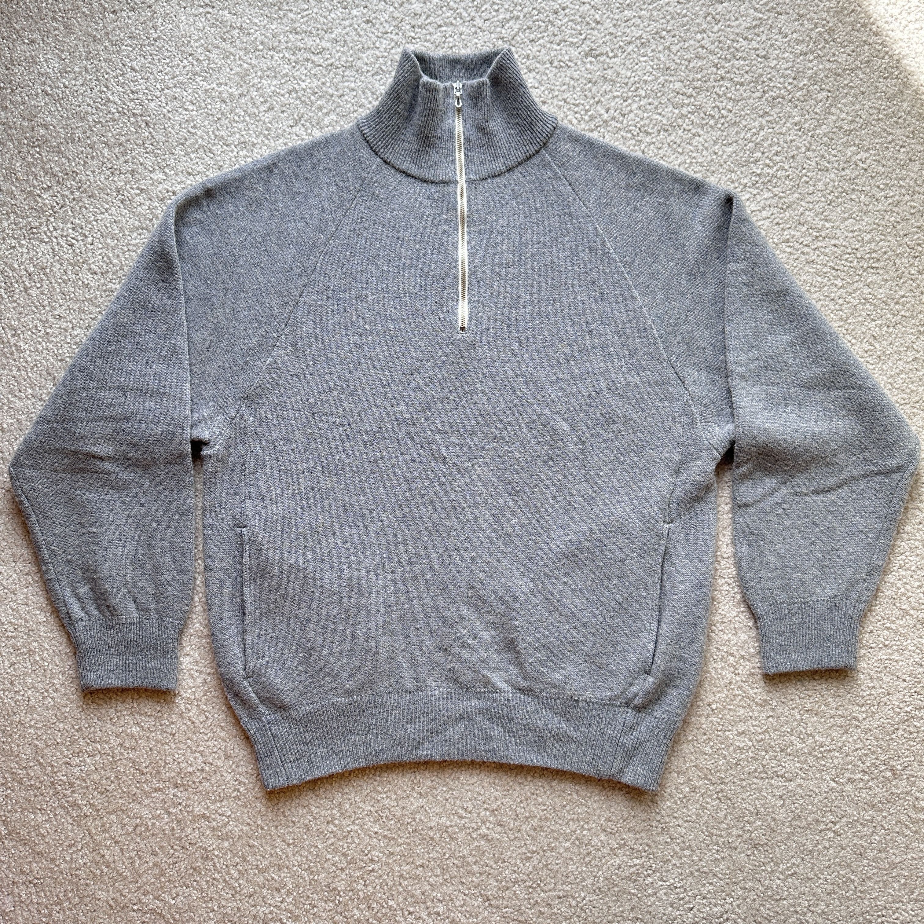 Batoner Batoner 100% Camel Knit Sweater Grey 1/2 Zip Collared Zip Up Size US M / EU 48-50 / 2 - 2 Thumbnail