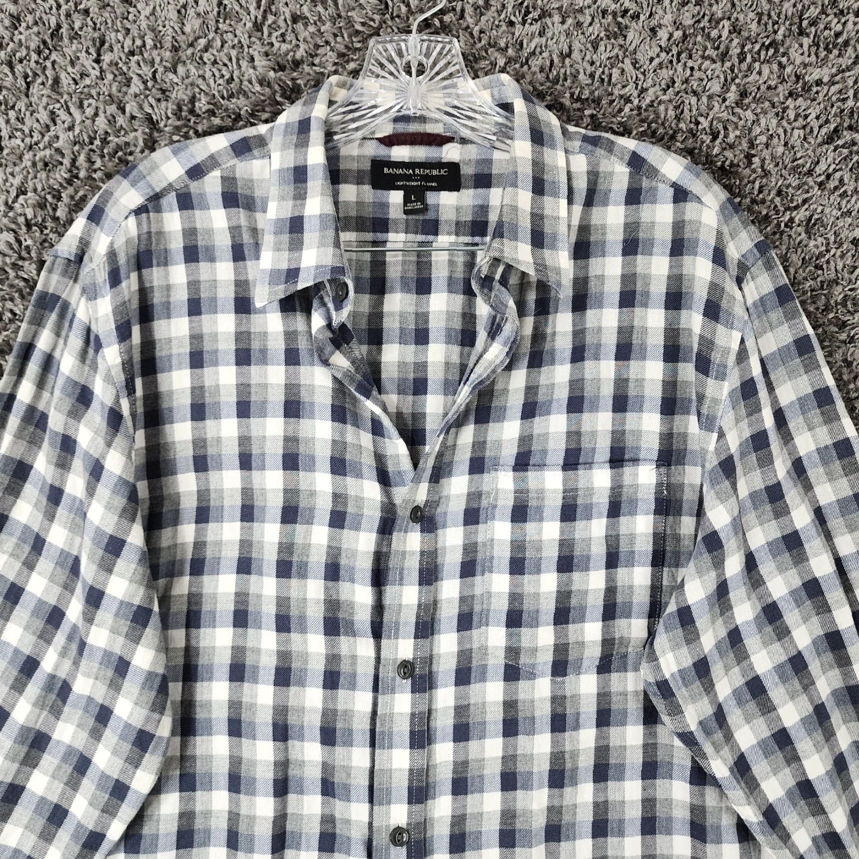 Banana Republic Banana Republic Shirt Men Long Sleeve Button-Up Flannel Plaid Gray Blue Size L Size US L / EU 52-54 / 3 - 3 Thumbnail